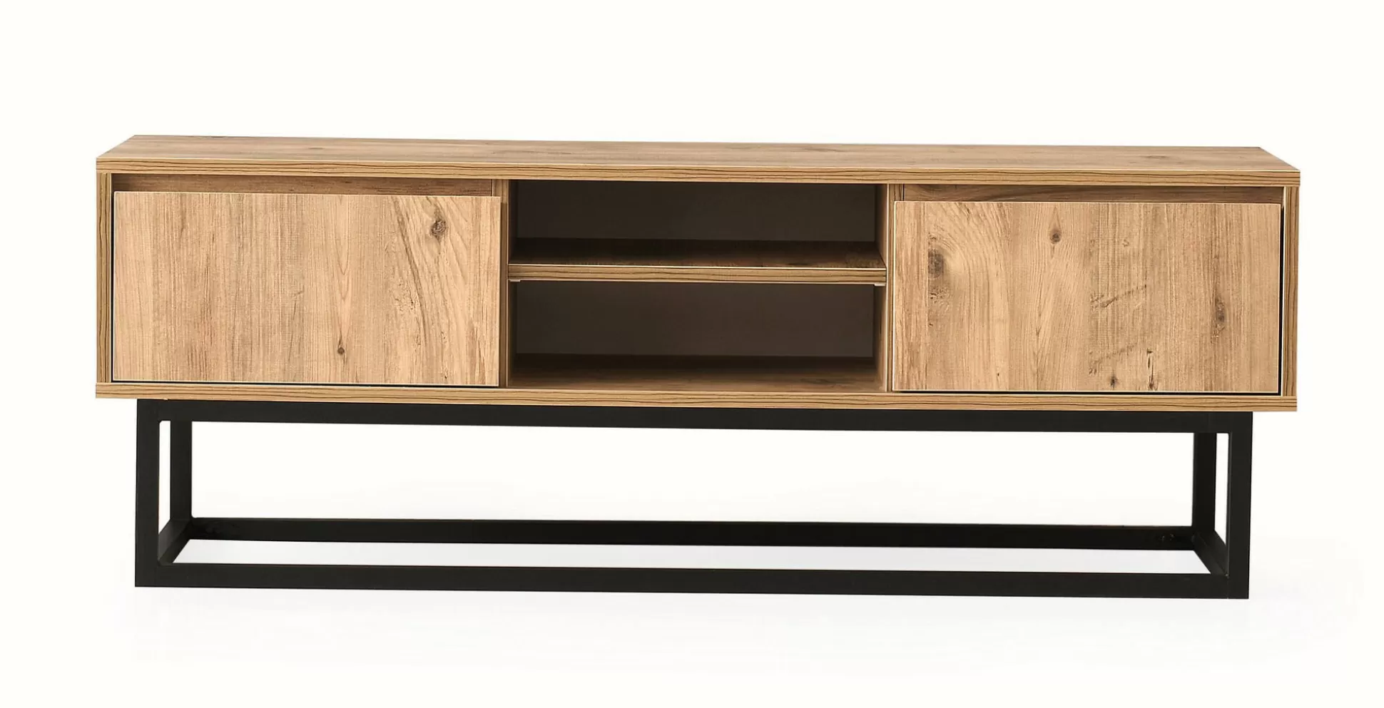 Dmora Mobili Porta Tv<Mobile porta TV Dpirol, Nero e Quercia, 180x40h50 cm