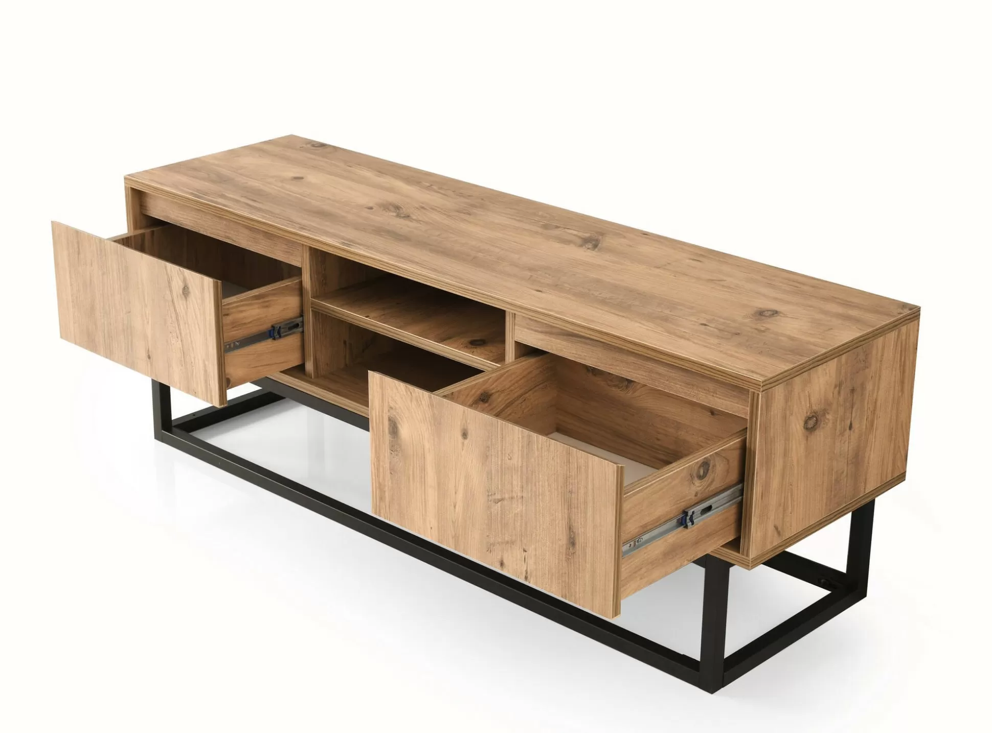 Dmora Mobili Porta Tv<Mobile porta TV Dpirol, Nero e Quercia, 180x40h50 cm
