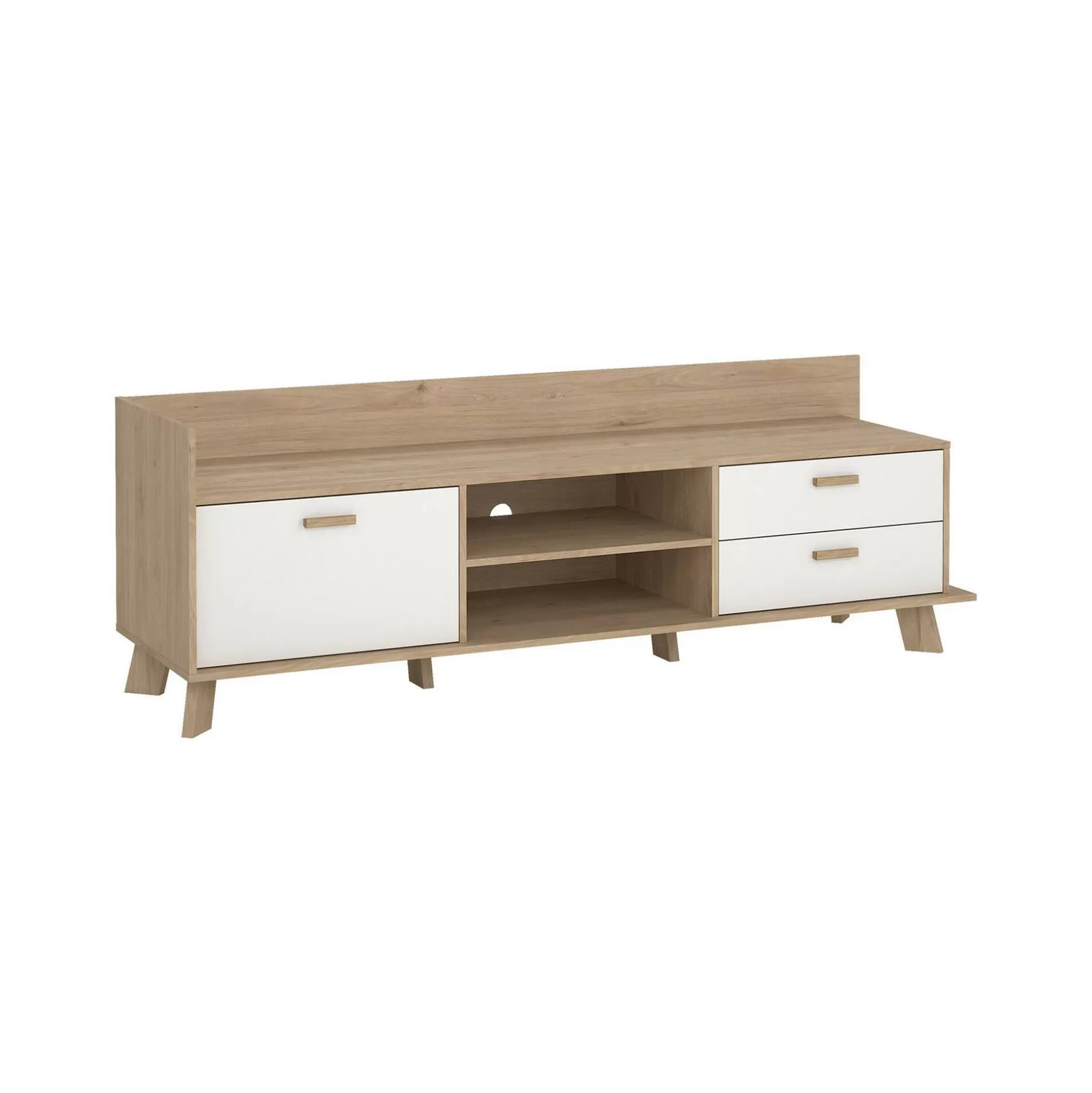 Dmora Mobili Porta Tv<Mobile porta TV Dtestin, 51x182 h62 cm, Rovere e Bianco