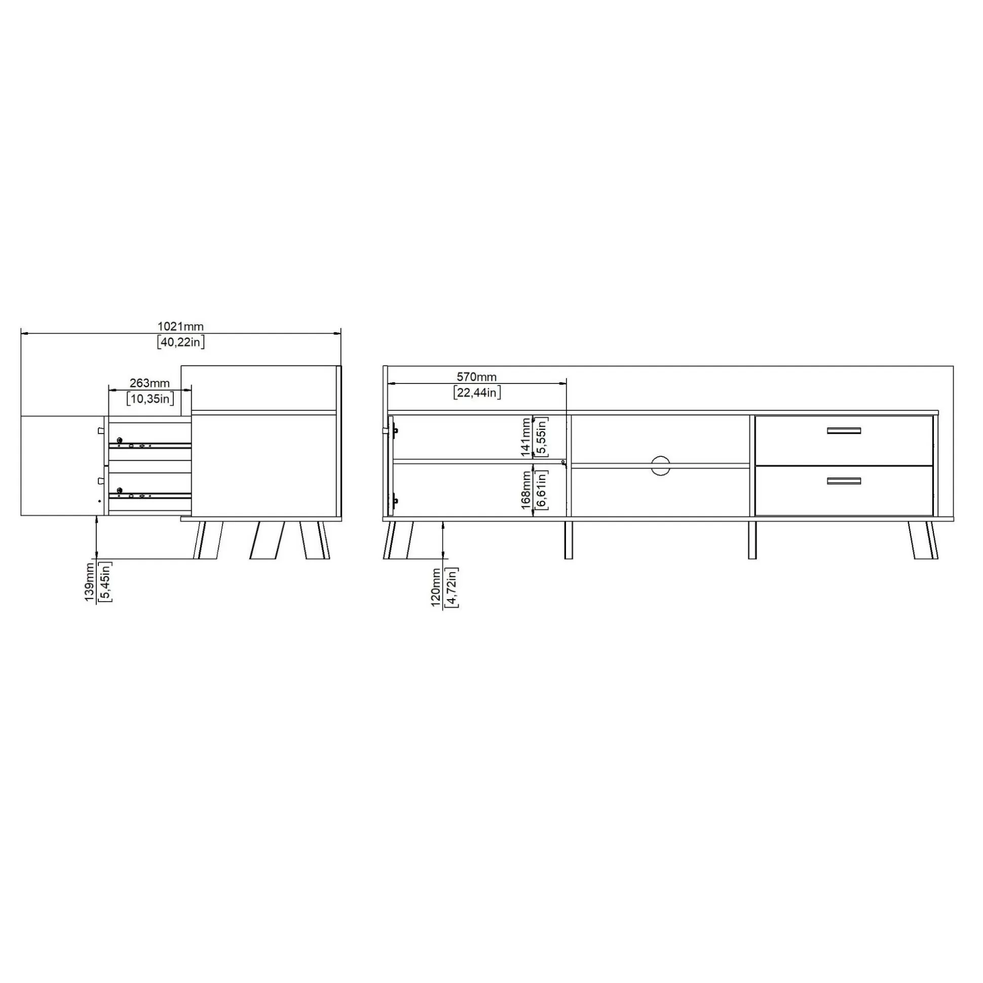 Dmora Mobili Porta Tv<Mobile porta TV Dtestin, 51x182 h62 cm, Rovere e Bianco