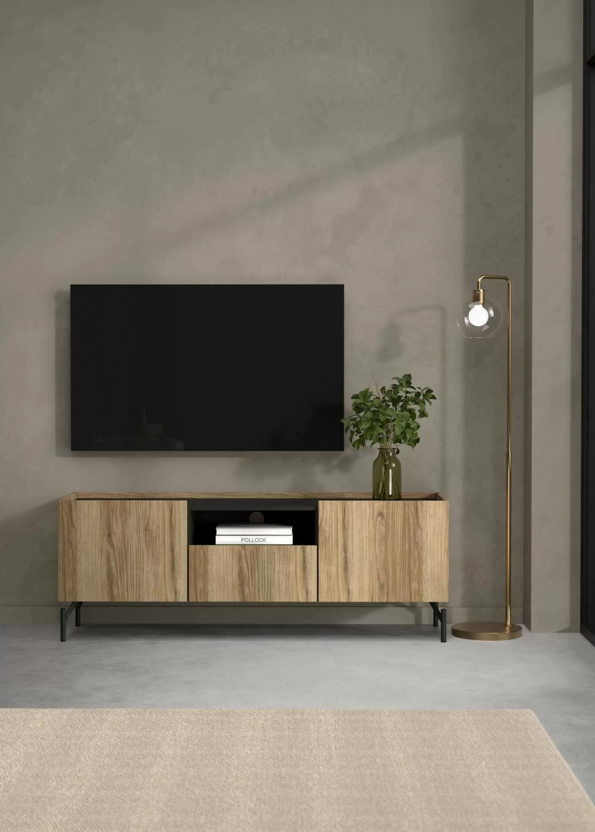 Dmora Mobili Porta Tv<Mobile porta TV Duchi, 41x147 h54 cm, Quercia e Nero