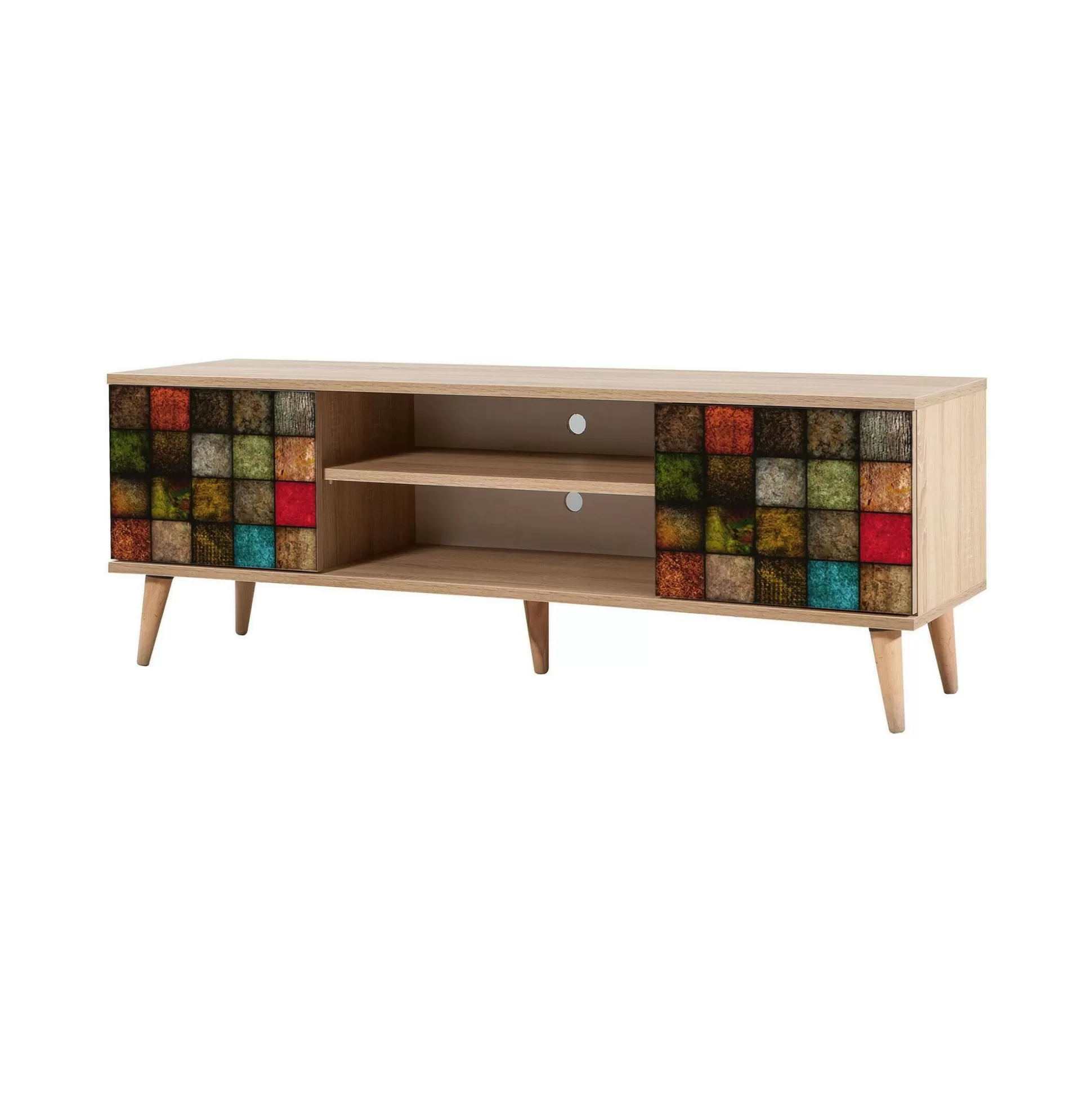 Dmora Mobili Porta Tv<Mobile porta TV Enrica, 140x40h50 cm, Quercia e Multicolore