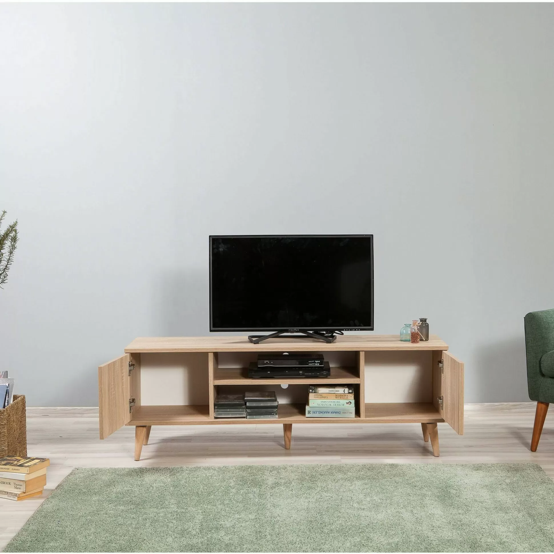 Dmora Mobili Porta Tv<Mobile porta TV Enrica, 140x40h50 cm, Quercia e Multicolore