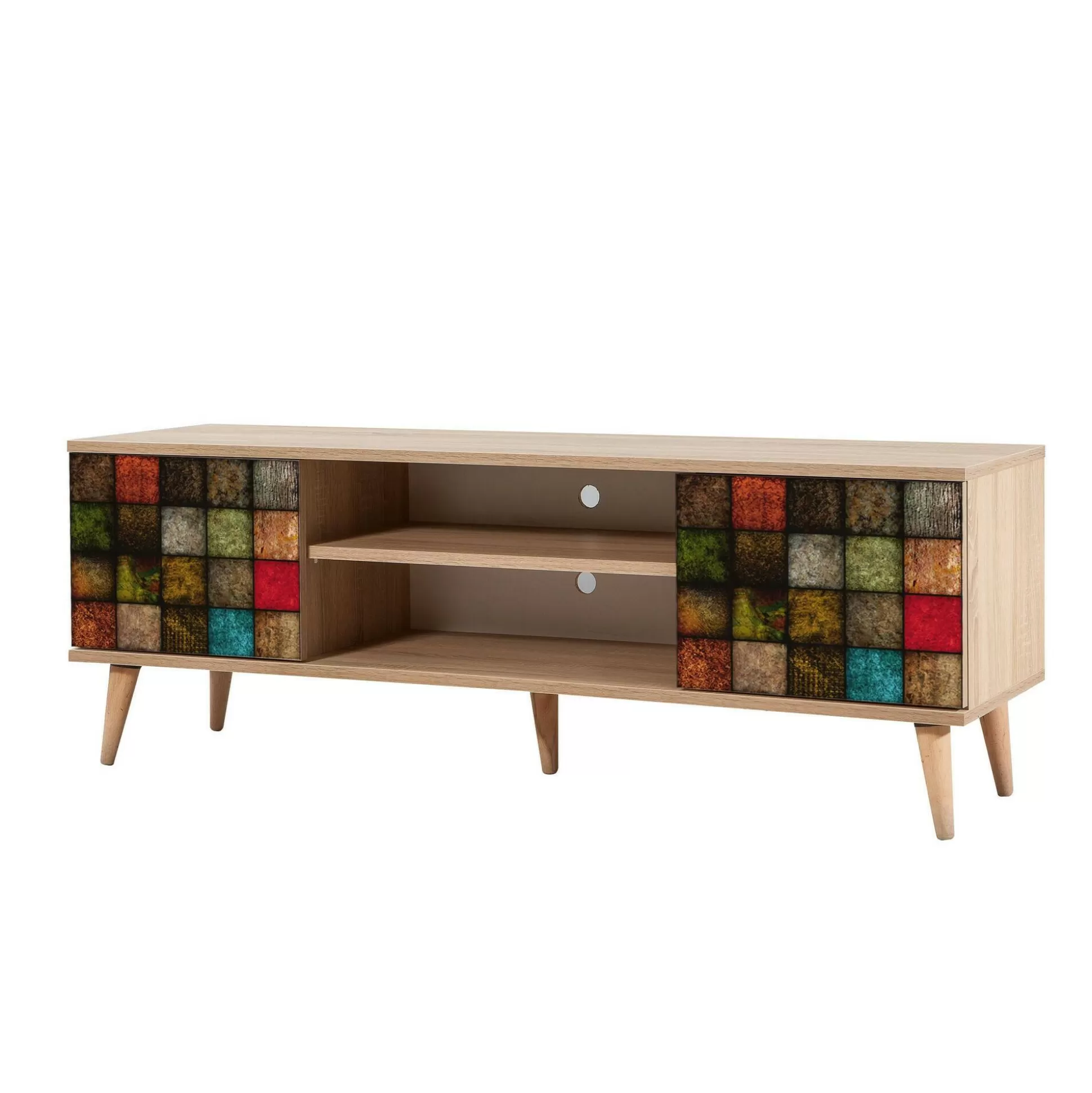 Dmora Mobili Porta Tv<Mobile porta TV Enrica, 140x40h50 cm, Quercia e Multicolore