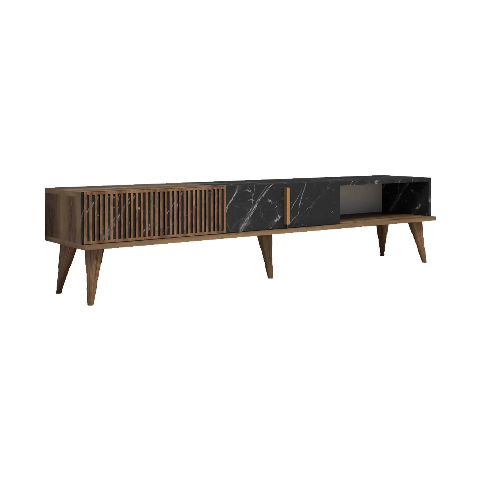 Dmora Mobili Porta Tv<Mobile porta TV Gordon, 180x35 h40 cm, Noce e Nero