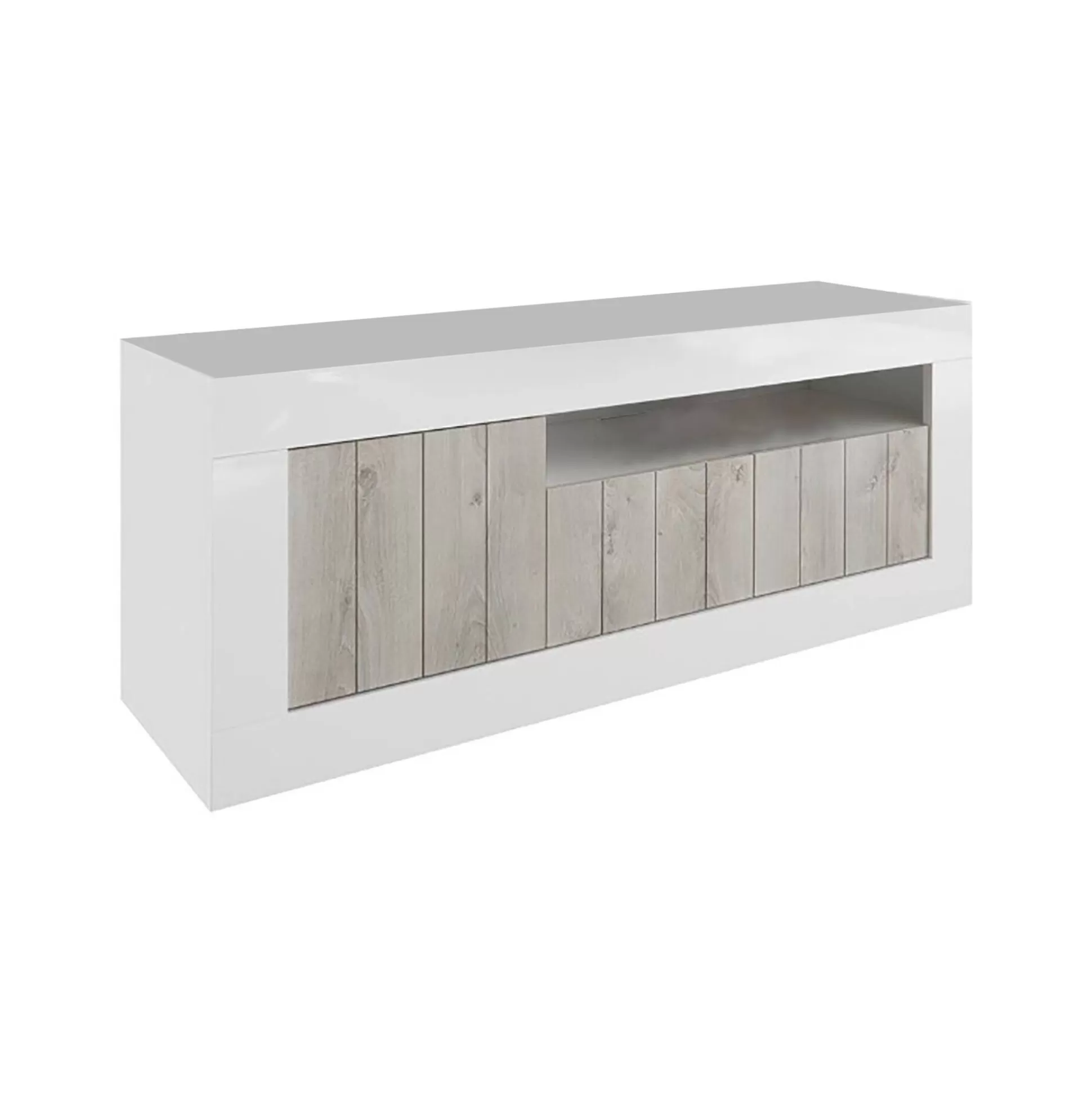 Dmora Mobili Porta Tv<Mobile porta TV Iole, 138x42 h56 cm, Bianco lucido e Acacia