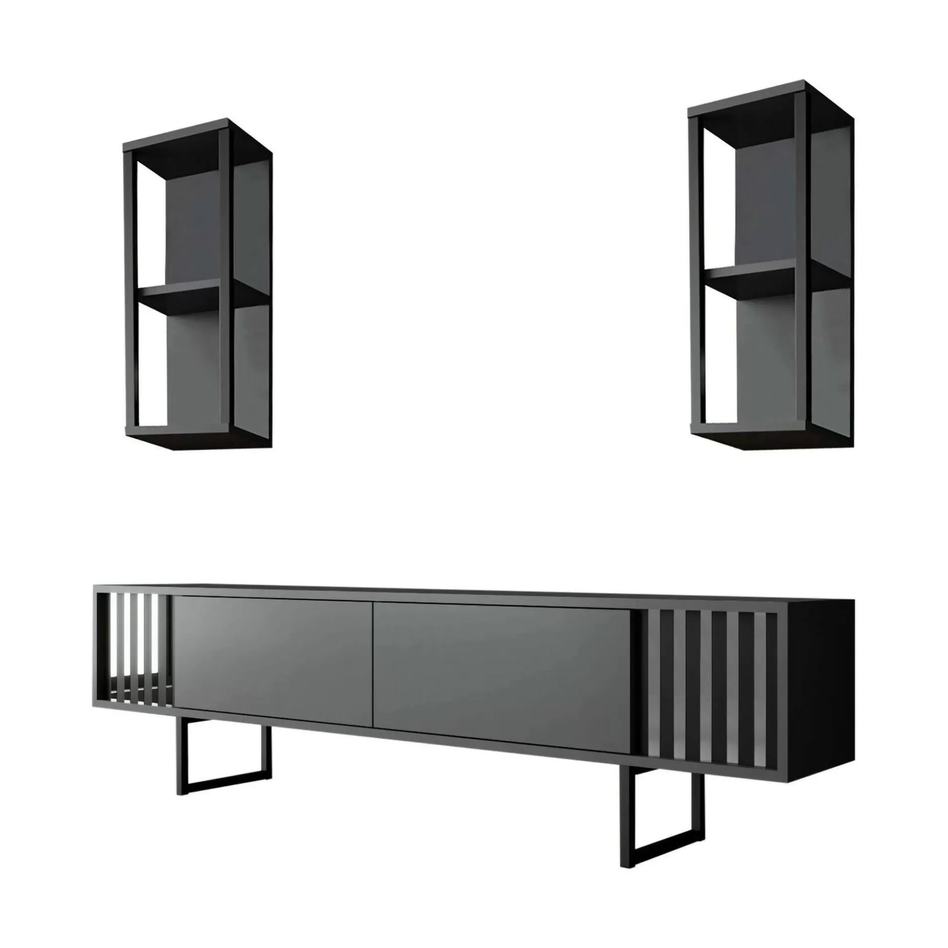 Dmora Mobili Porta Tv<Mobile porta TV Iva, 180x30h48 cm, Antracite e Nero