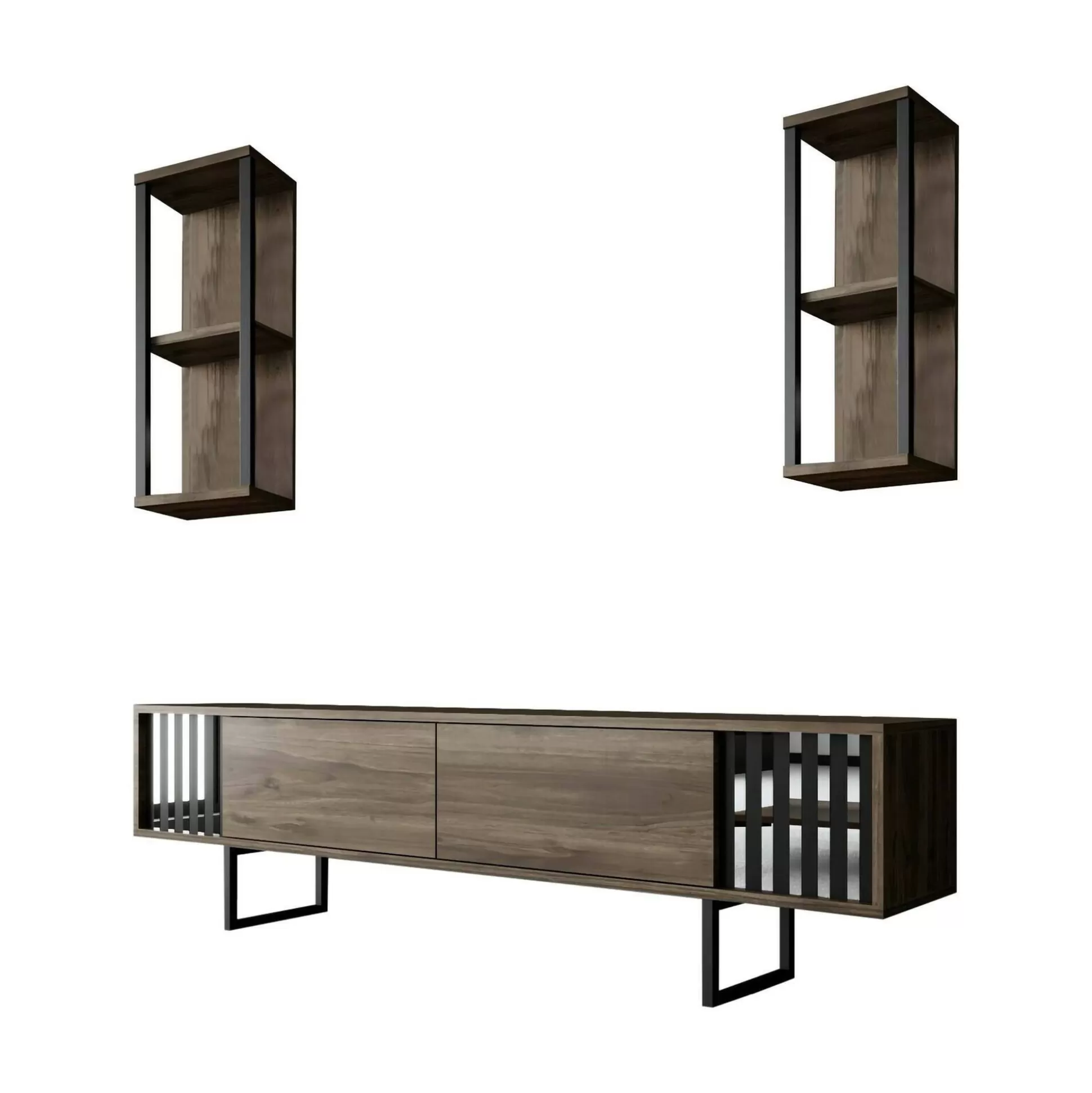 Dmora Mobili Porta Tv<Mobile porta TV Iva, 180x30h48 cm, Noce e Nero