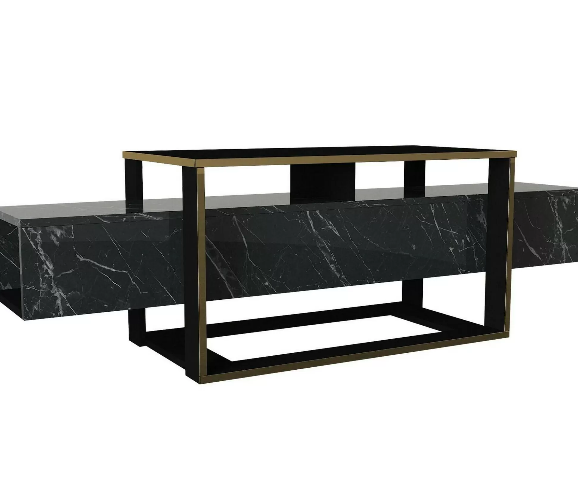 Dmora Mobili Porta Tv<Mobile porta TV Jo, 160x46h50 cm, Nero e Oro