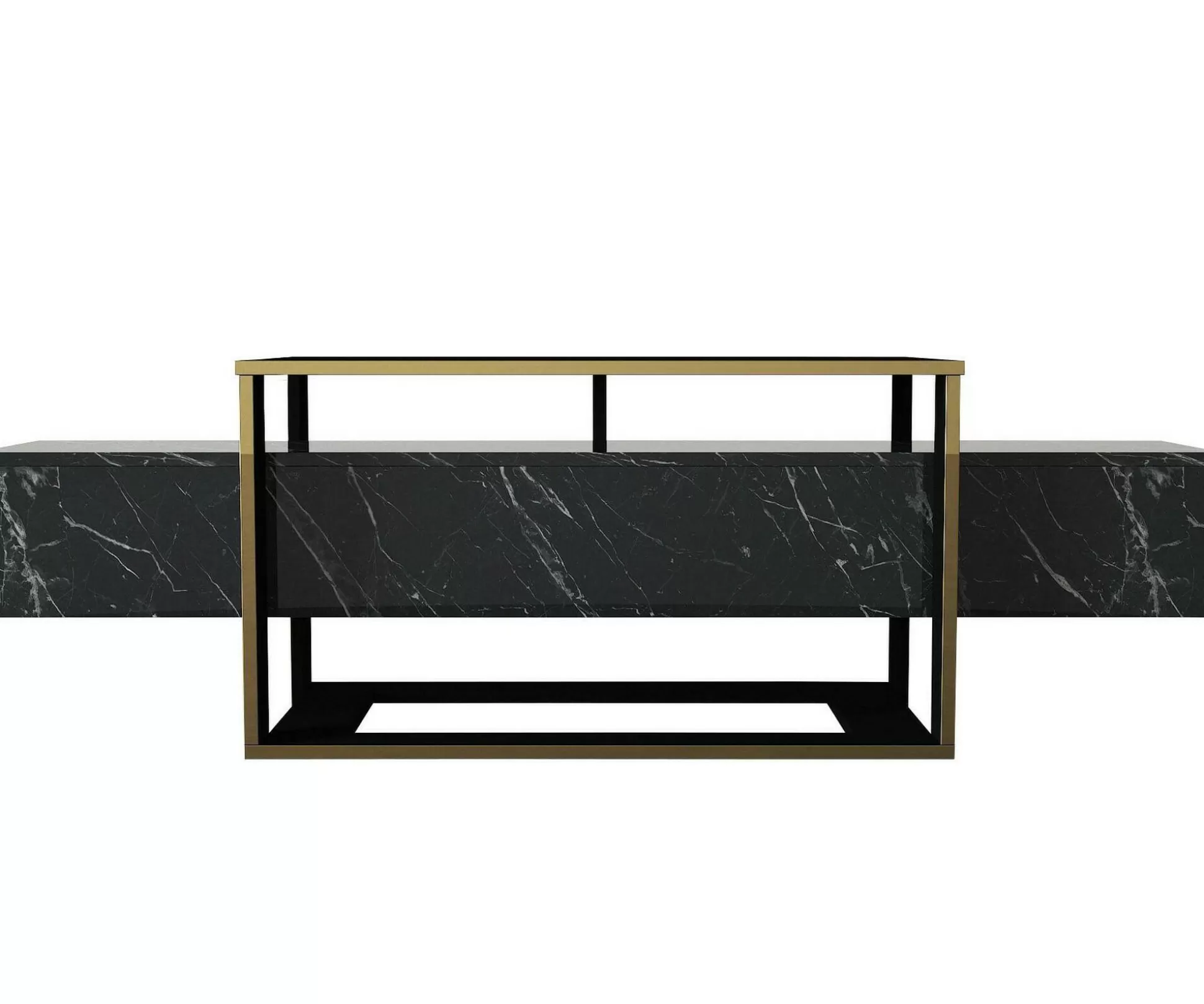 Dmora Mobili Porta Tv<Mobile porta TV Jo, 160x46h50 cm, Nero e Oro