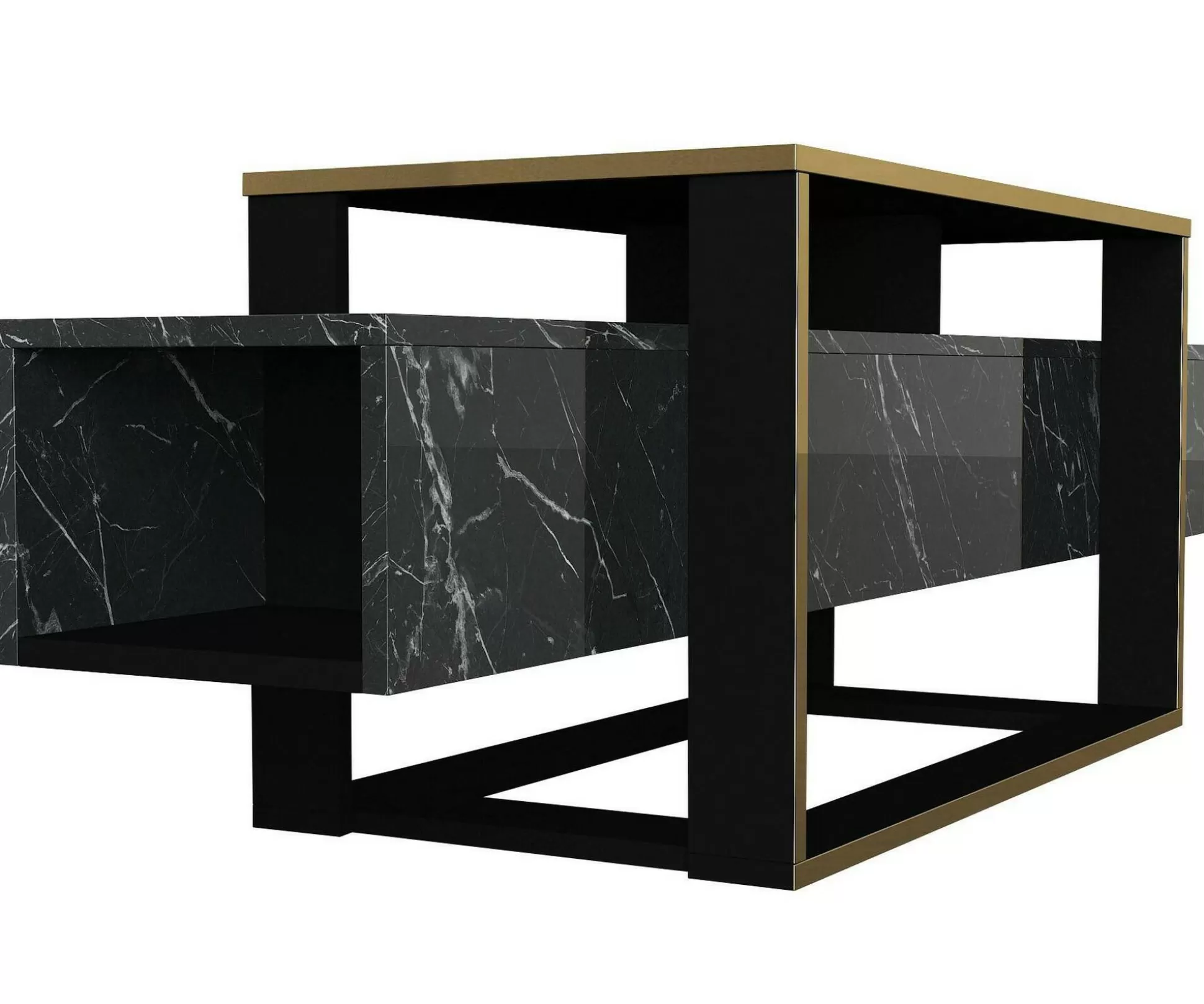 Dmora Mobili Porta Tv<Mobile porta TV Jo, 160x46h50 cm, Nero e Oro