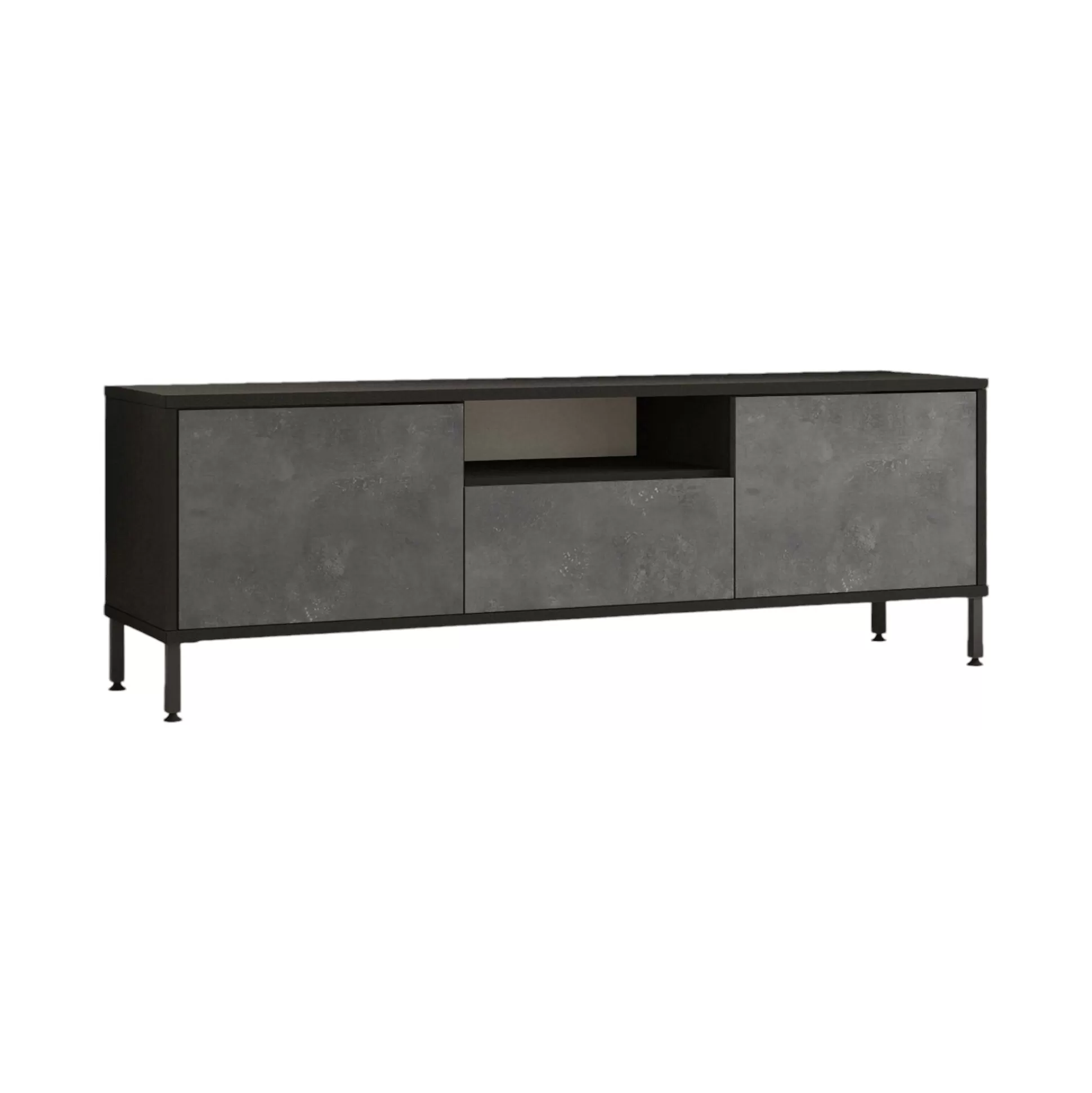 Dmora Mobili Porta Tv<Mobile porta TV Khagan, 140x36 h46 cm, Argento e Nero