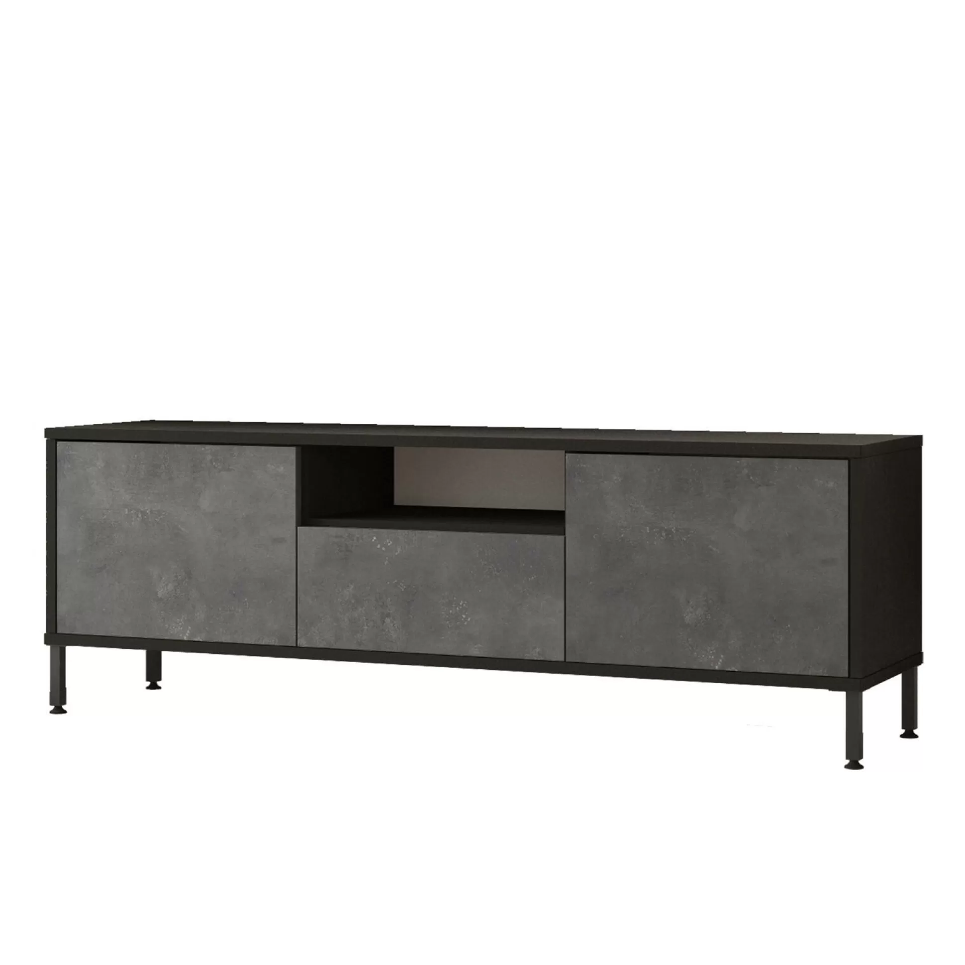 Dmora Mobili Porta Tv<Mobile porta TV Khagan, 140x36 h46 cm, Argento e Nero