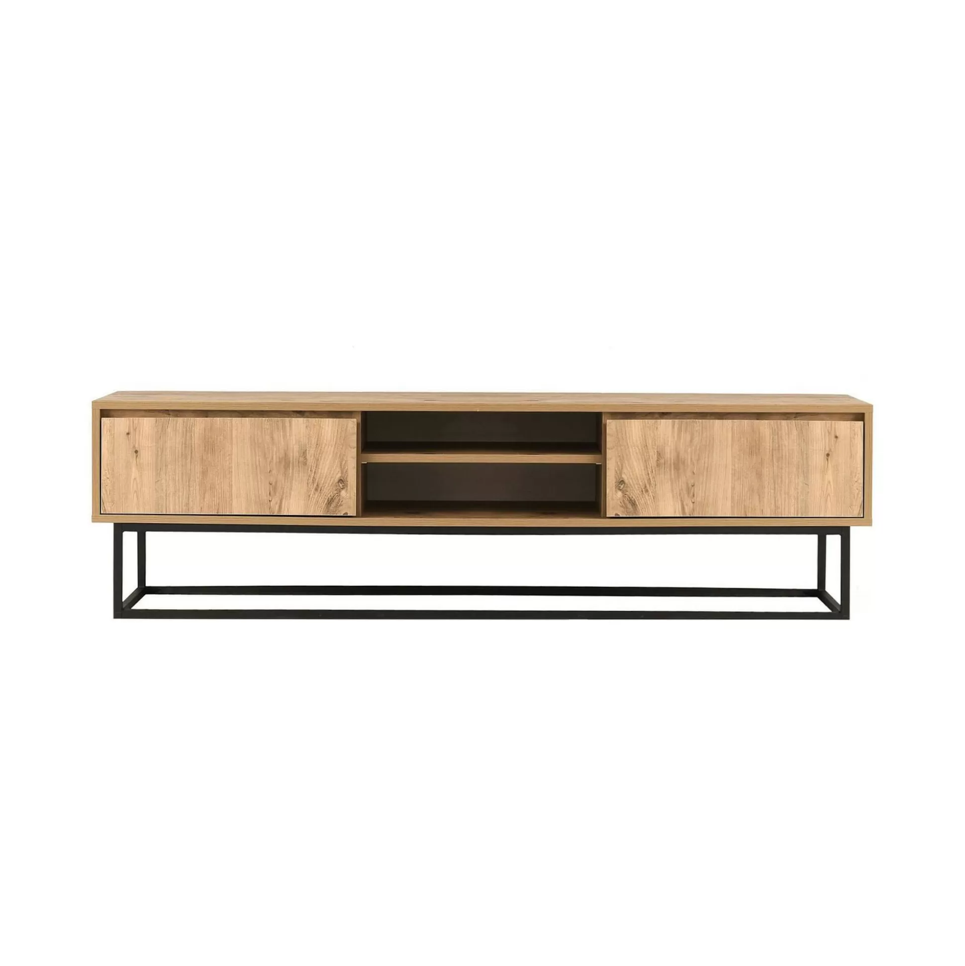 Dmora Mobili Porta Tv<Mobile porta TV Kira, Nero e Quercia, 140x40h50 cm