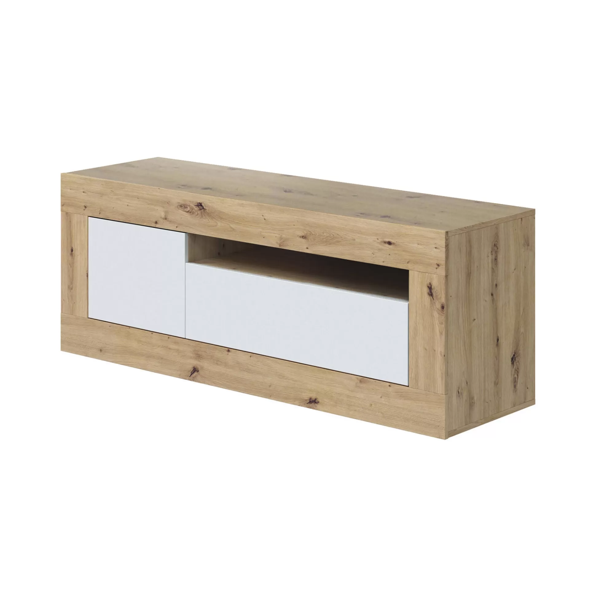 Dmora Mobili Porta Tv<Mobile porta TV Kunzite, 139x42h53 cm, Rovere nodi e Bianco