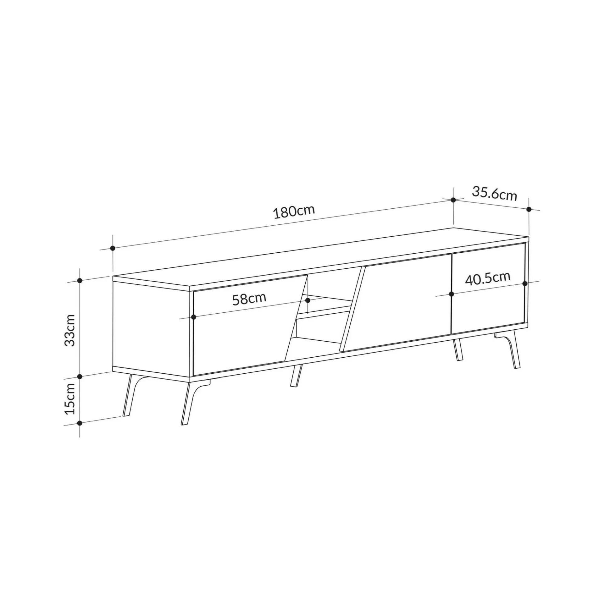 Dmora Mobili Porta Tv<Mobile porta TV Male, 180x36 h48 cm, Quercia e Bianco
