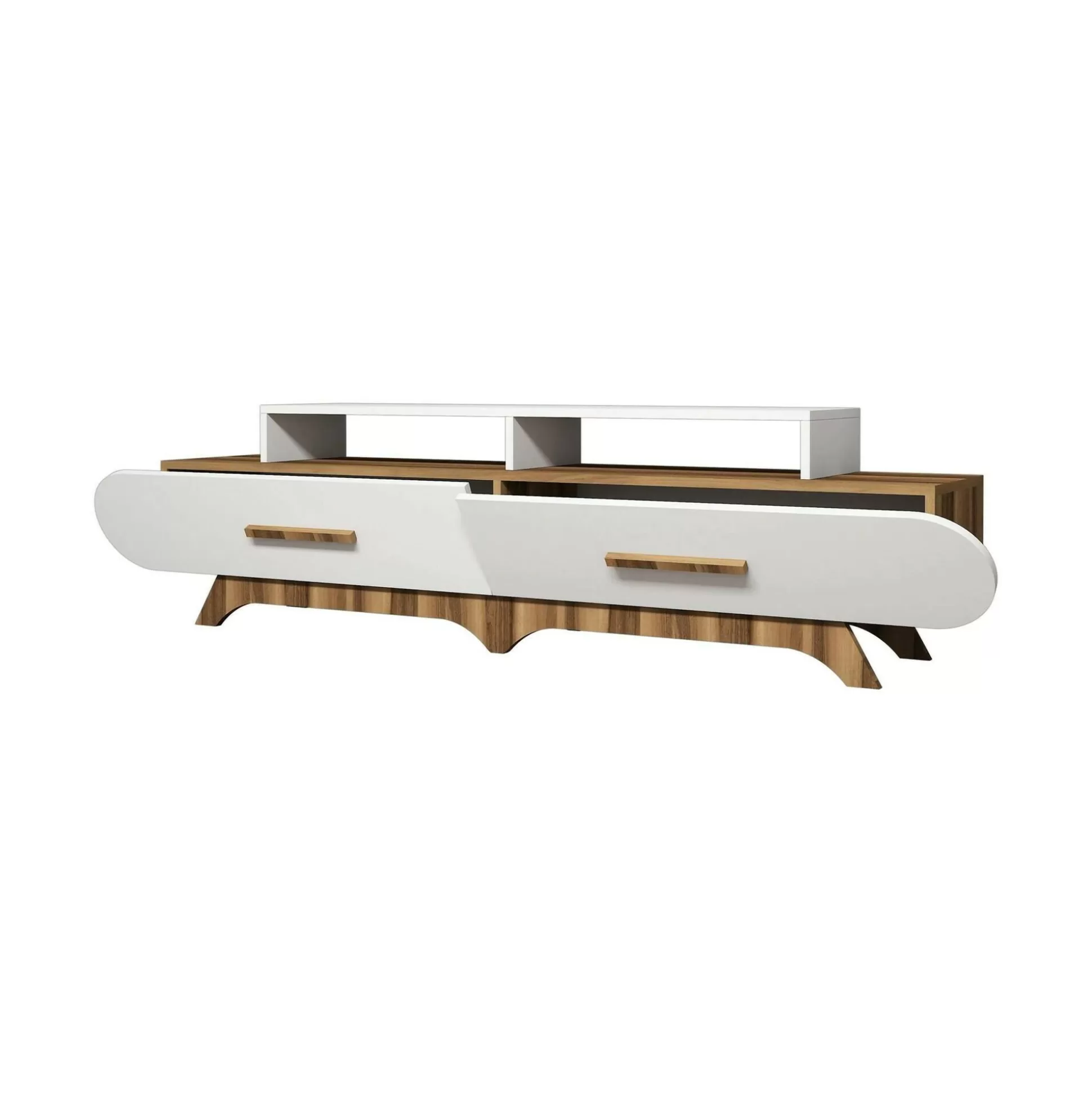 Dmora Mobili Porta Tv<Mobile porta TV Massima, 205x37h50 cm, Noce e Bianco