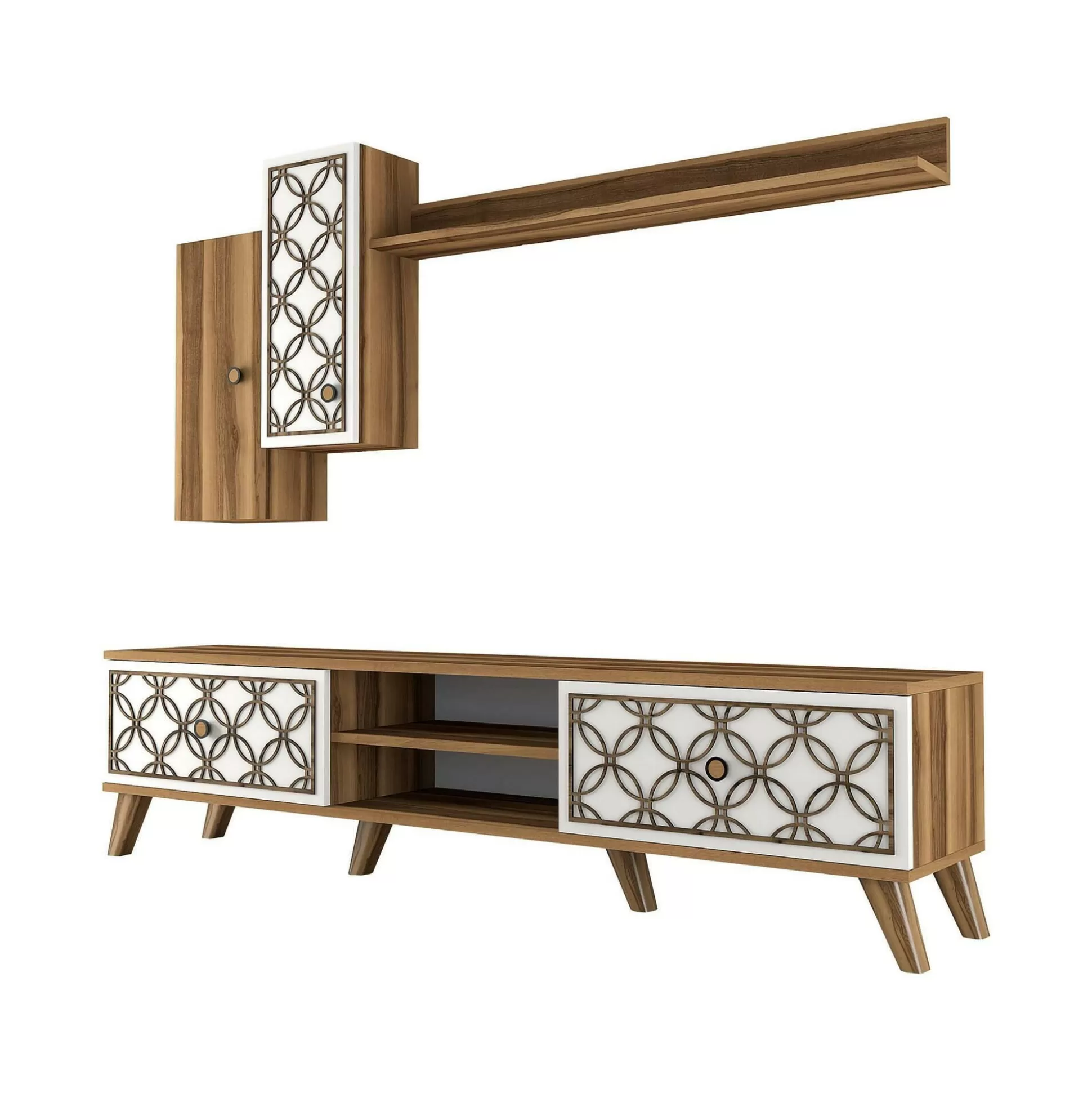 Dmora Mobili Porta Tv<Mobile porta TV Nunzia, 180x35h44 cm, Noce e Bianco