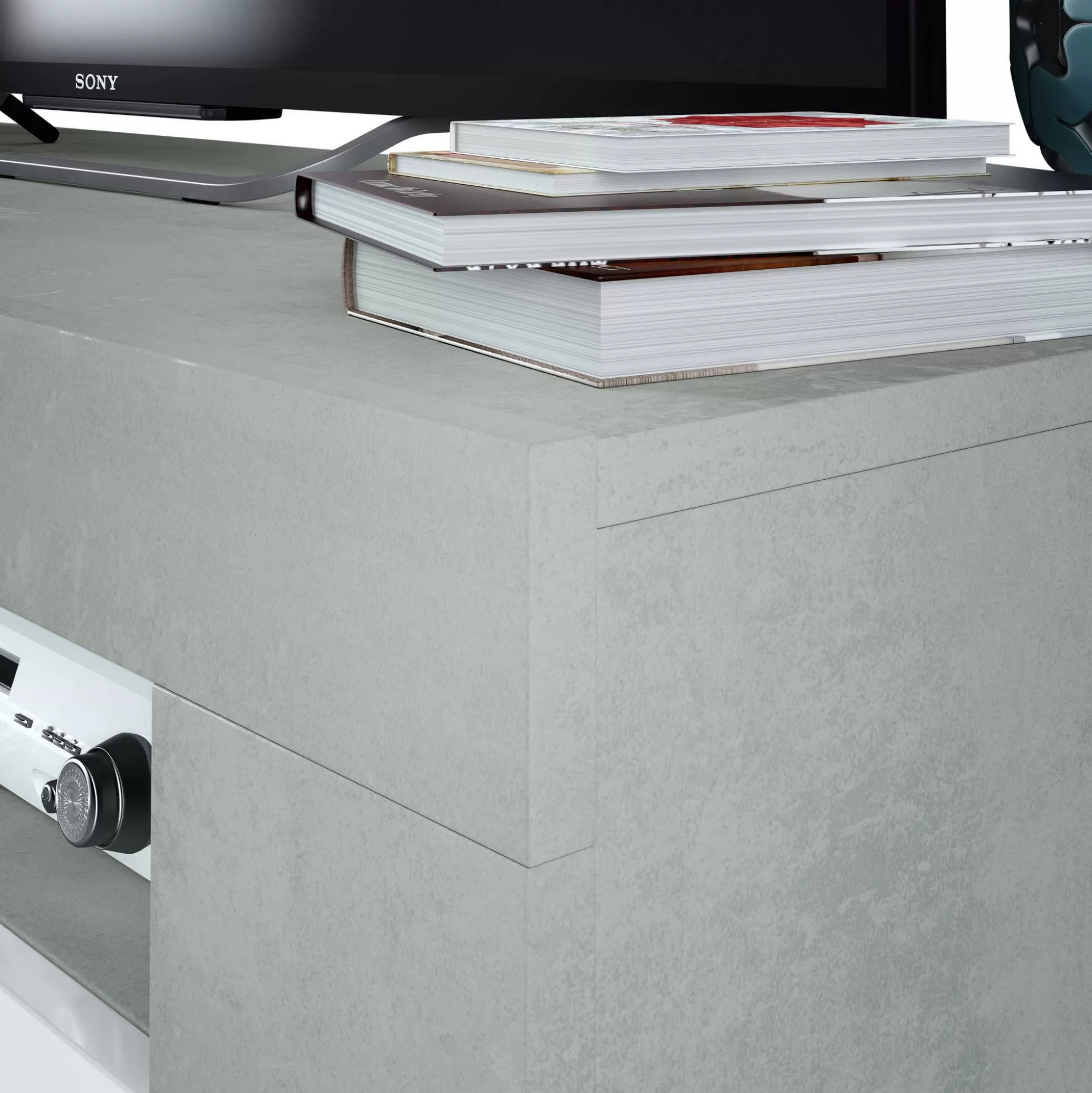 Dmora Mobili Porta Tv<Mobile porta TV Sparaxis, 120x42h40 cm, Bianco e Cemento