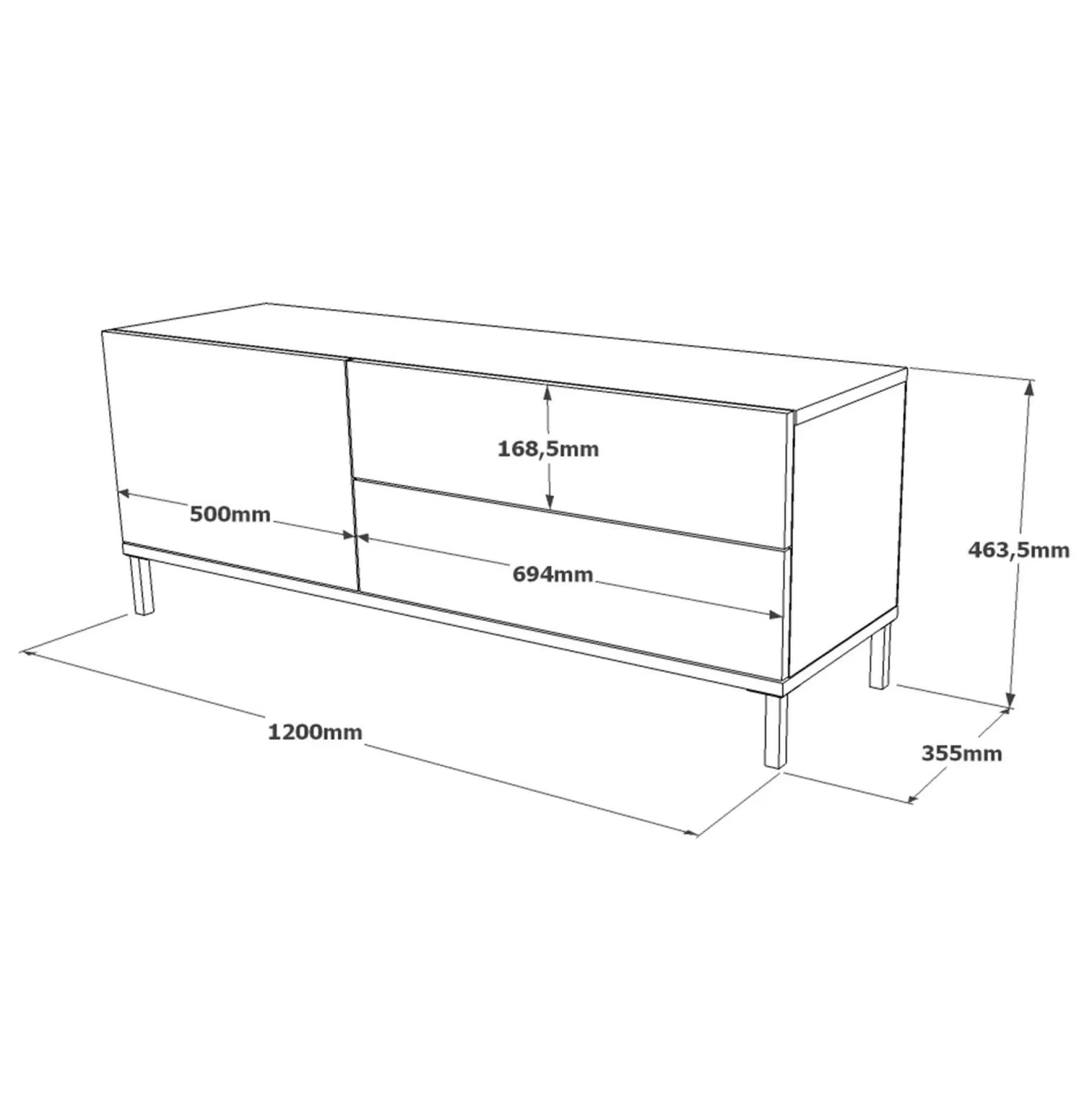 Dmora Mobili Porta Tv<Mobile porta TV Zephir, 120x36 h46 cm, Argento e Nero