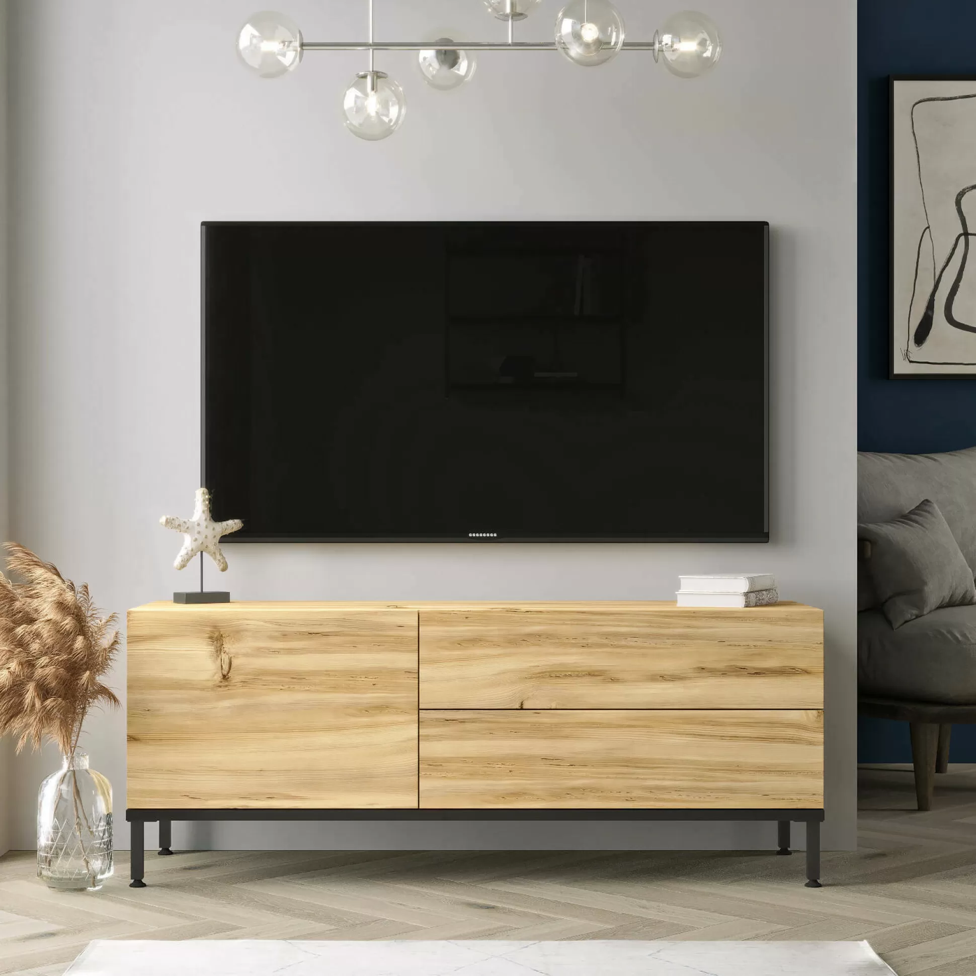 Dmora Mobili Porta Tv<Mobile porta TV Zephir, 120x36 h46 cm, Quercia e Nero