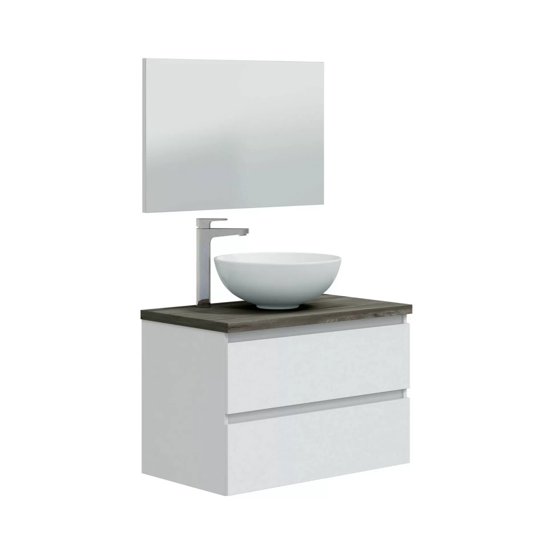 Dmora Mobili Sottolavabo<Mobile sottolavabo Alakdan, 79x46 h53 cm, Bianco lucido e Olmo