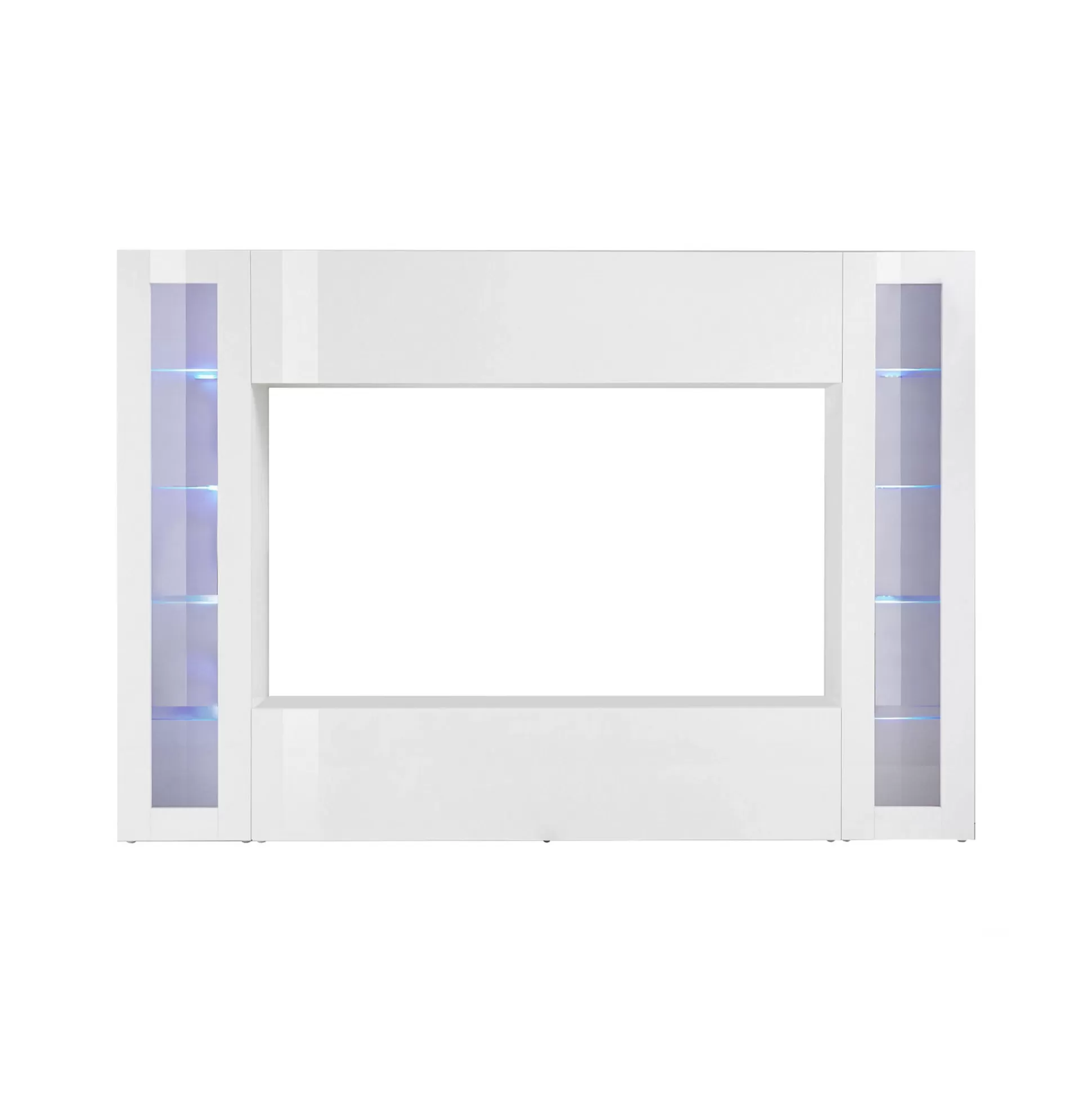 Dmora Pareti Attrezzate<Parete attrezzata Amel, , con luce LED blu e due vetrine