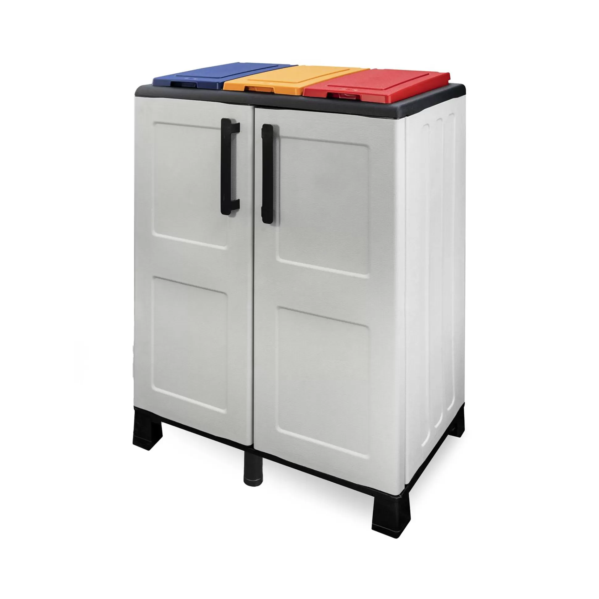 Dmora Pattumiere<Pattumiera Anthea, 68x37h90 cm, Grigio chiaro e Multicolore a 2 ante