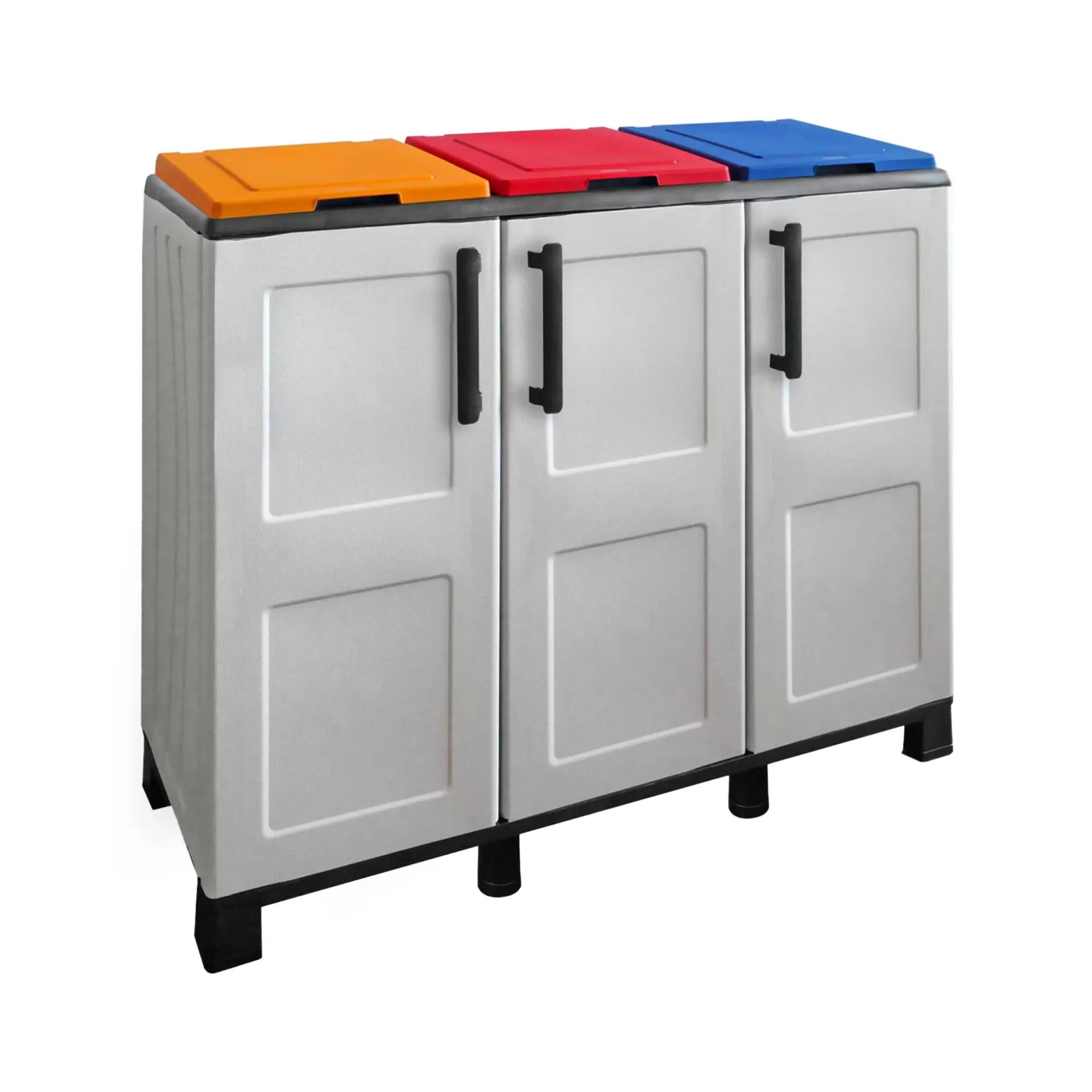 Dmora Pattumiere<Pattumiera Anthea, 102x37h90 cm, Grigio chiaro e Multicolore a 3 ante