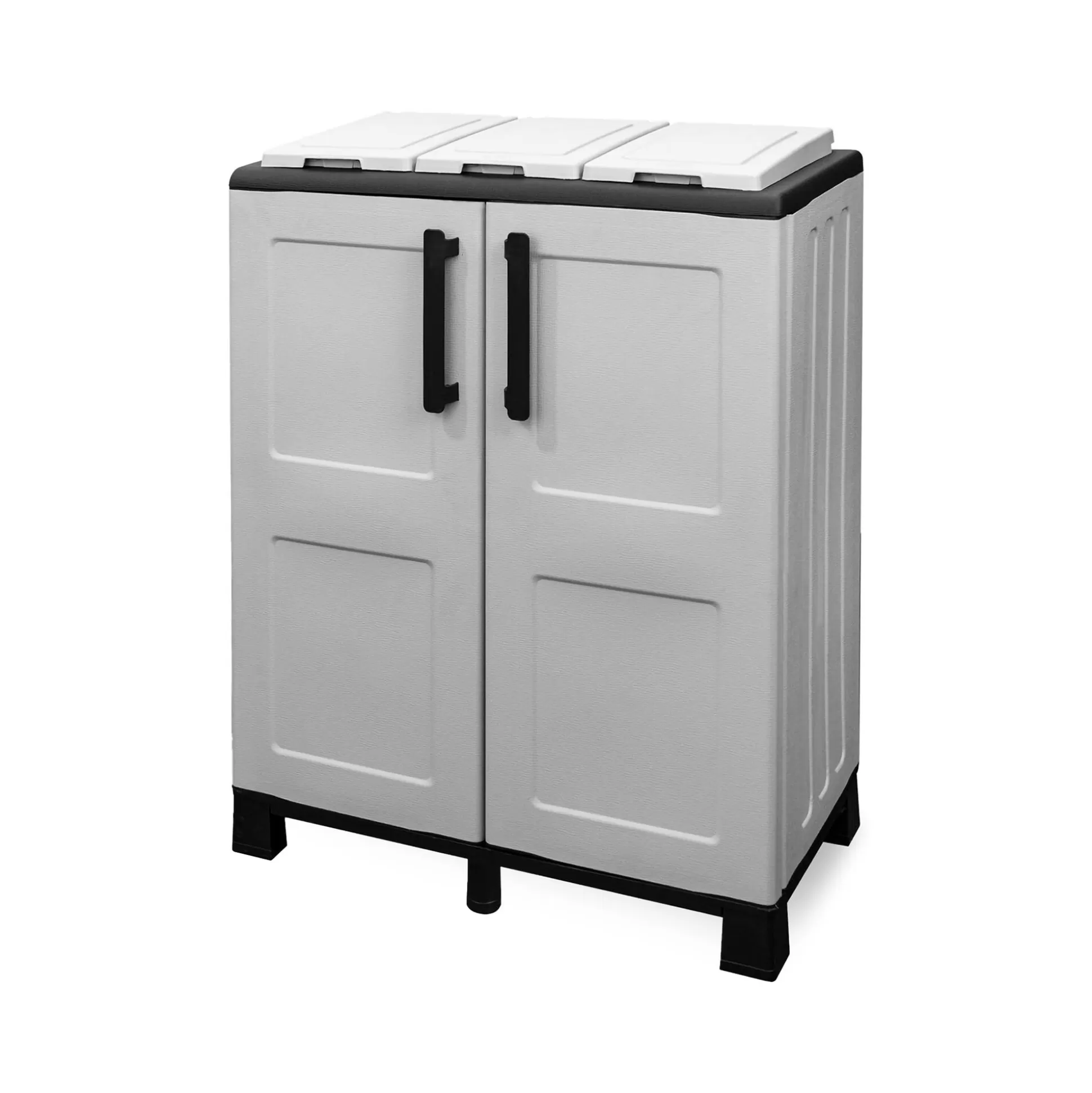 Dmora Pattumiere<Pattumiera Anthea, 68x37h90 cm, Grigio chiaro e Nero a 2 ante