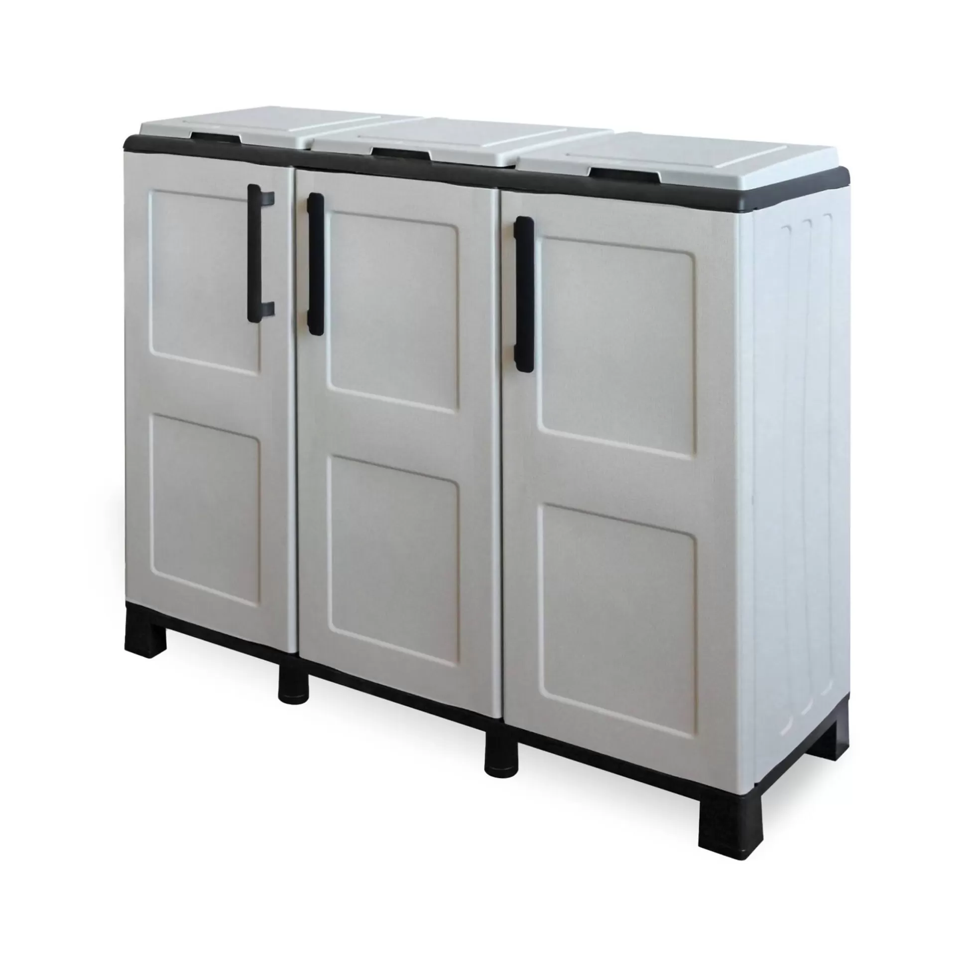 Dmora Pattumiere<Pattumiera Anthea, 102x37h90 cm, Grigio chiaro e Nero a 3 ante