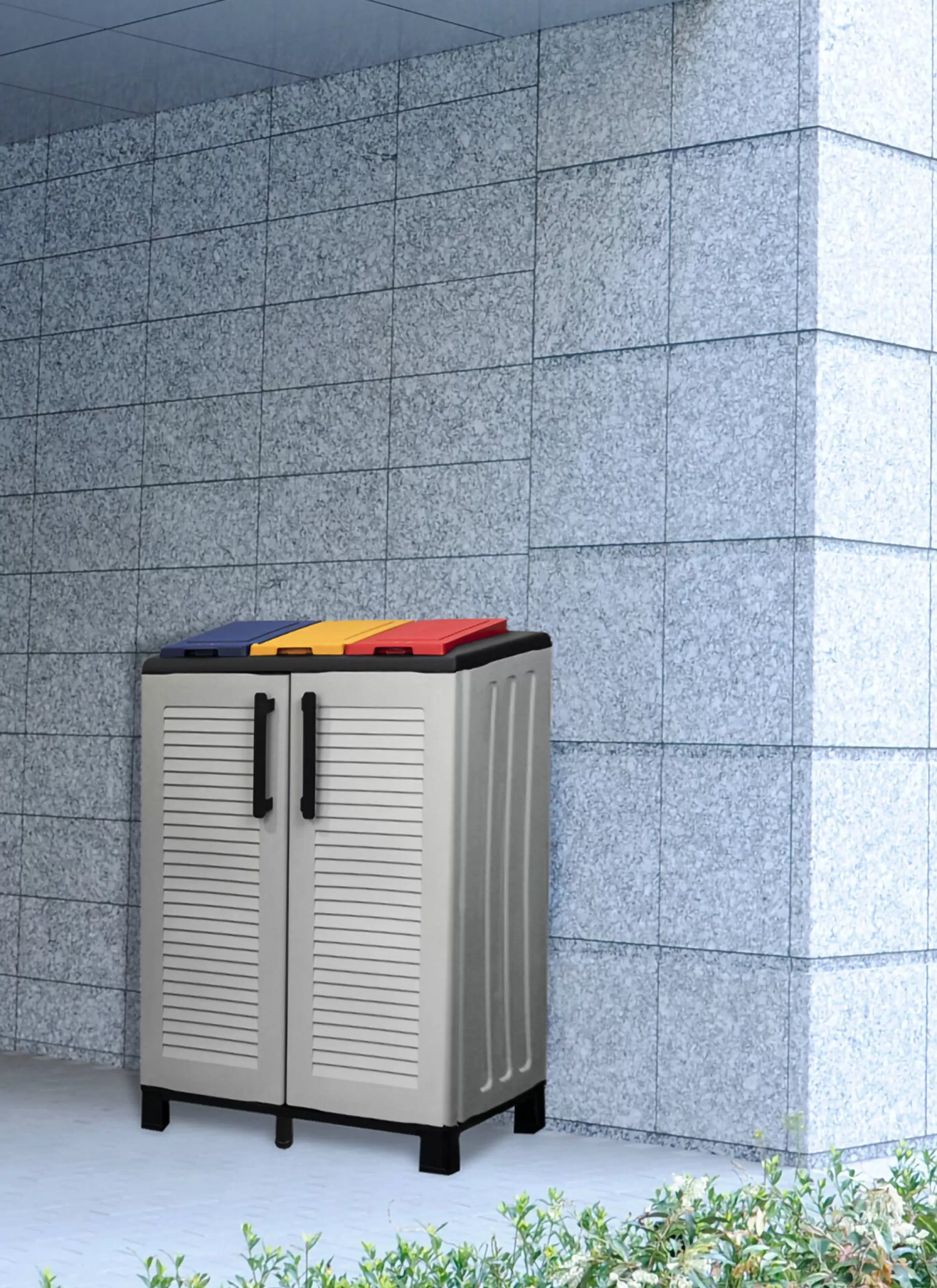 Dmora Pattumiere<Pattumiera Tremolite, 68x37h90 cm, Grigio chiaro e Multicolore