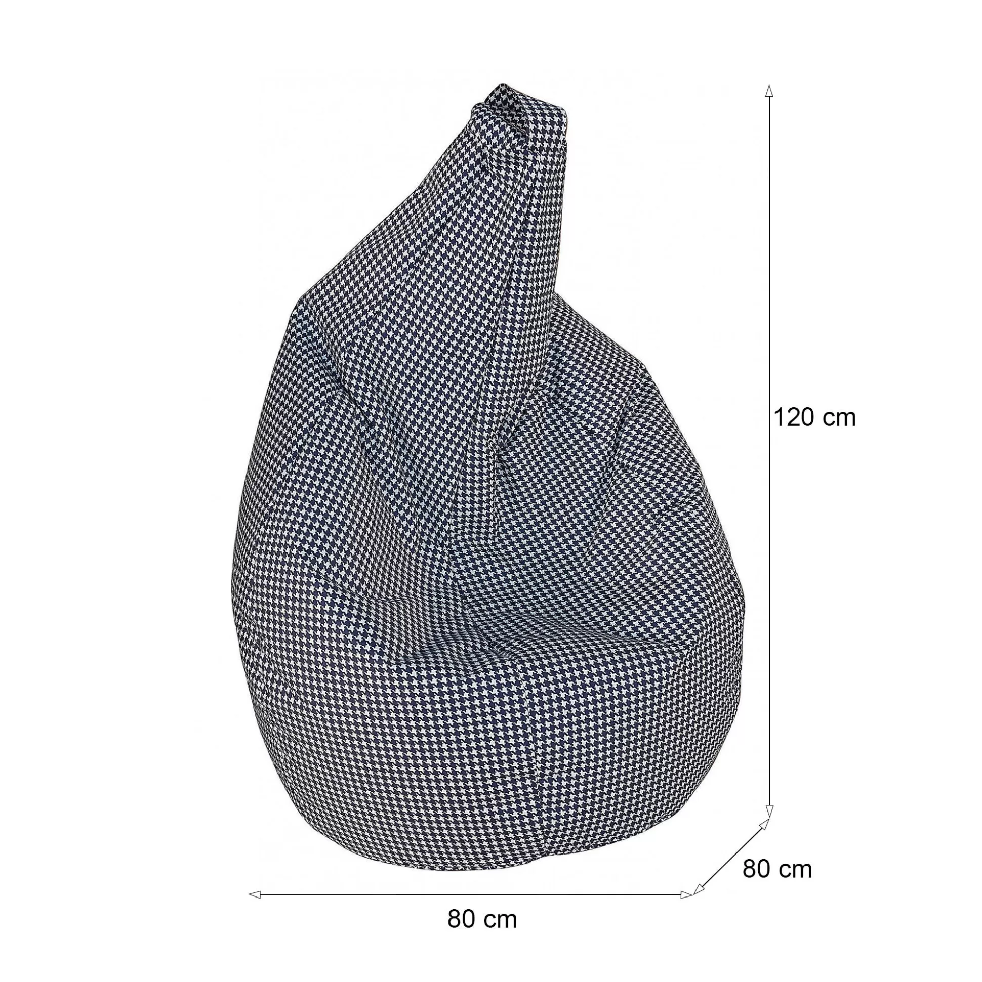 Dmora Pouf<Pouf Maristella, 80x80 h120 cm, Nero e Bianco, Pied de poule piccolo