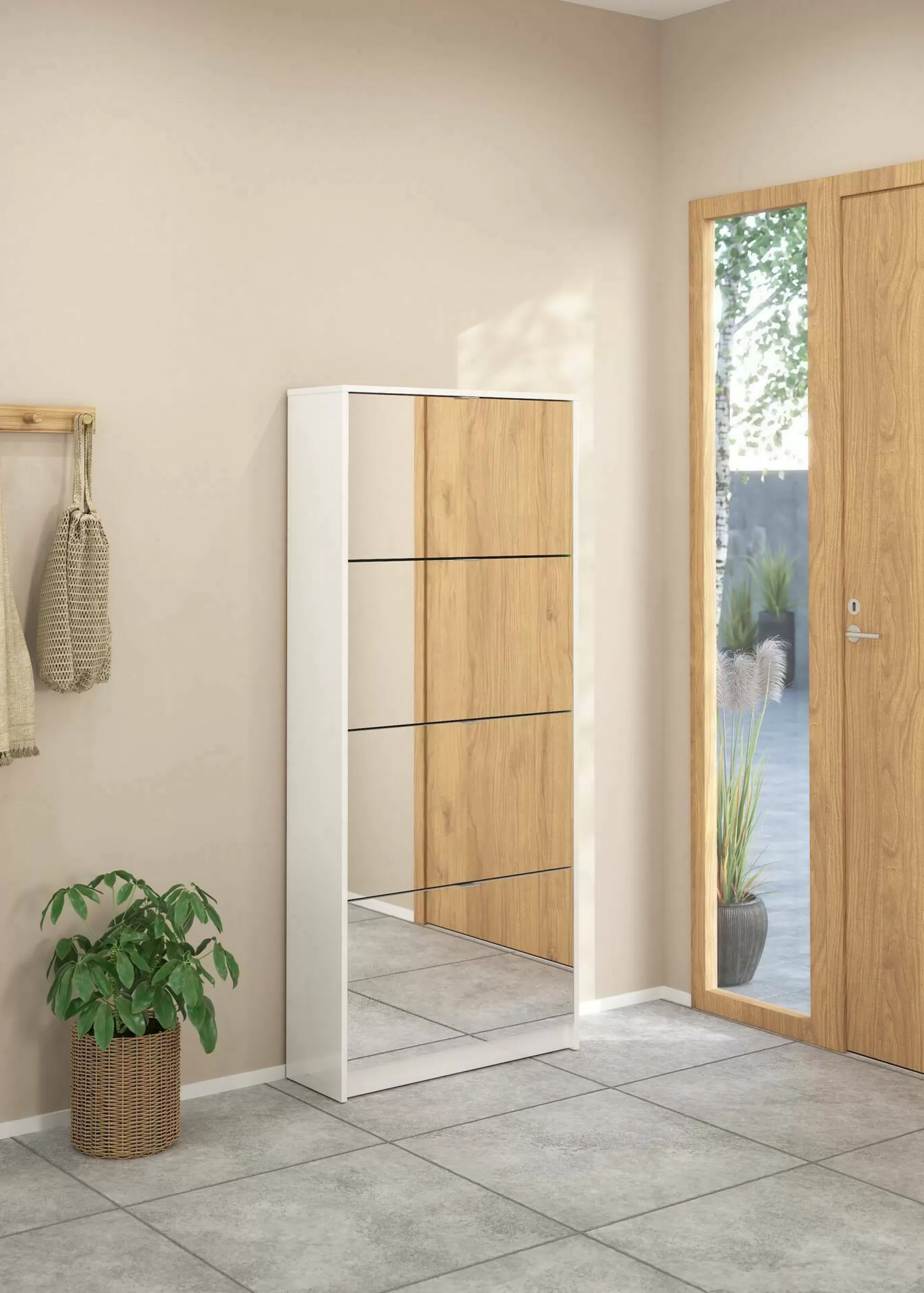 Dmora Scarpiere<Scarpiera Bliss, Mobile portascarpe, Armadio da ingresso multiuso, Mobiletto per calzature, 24x70 h162 cm, Bianco