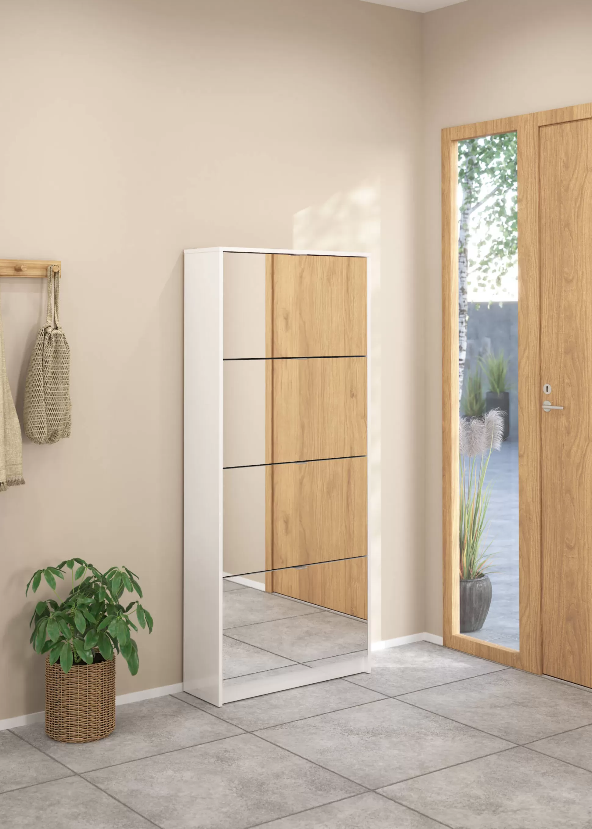 Dmora Scarpiere<Scarpiera Bliss, Mobile portascarpe, Armadio da ingresso multiuso, Mobiletto per calzature, 24x70 h162 cm, Bianco