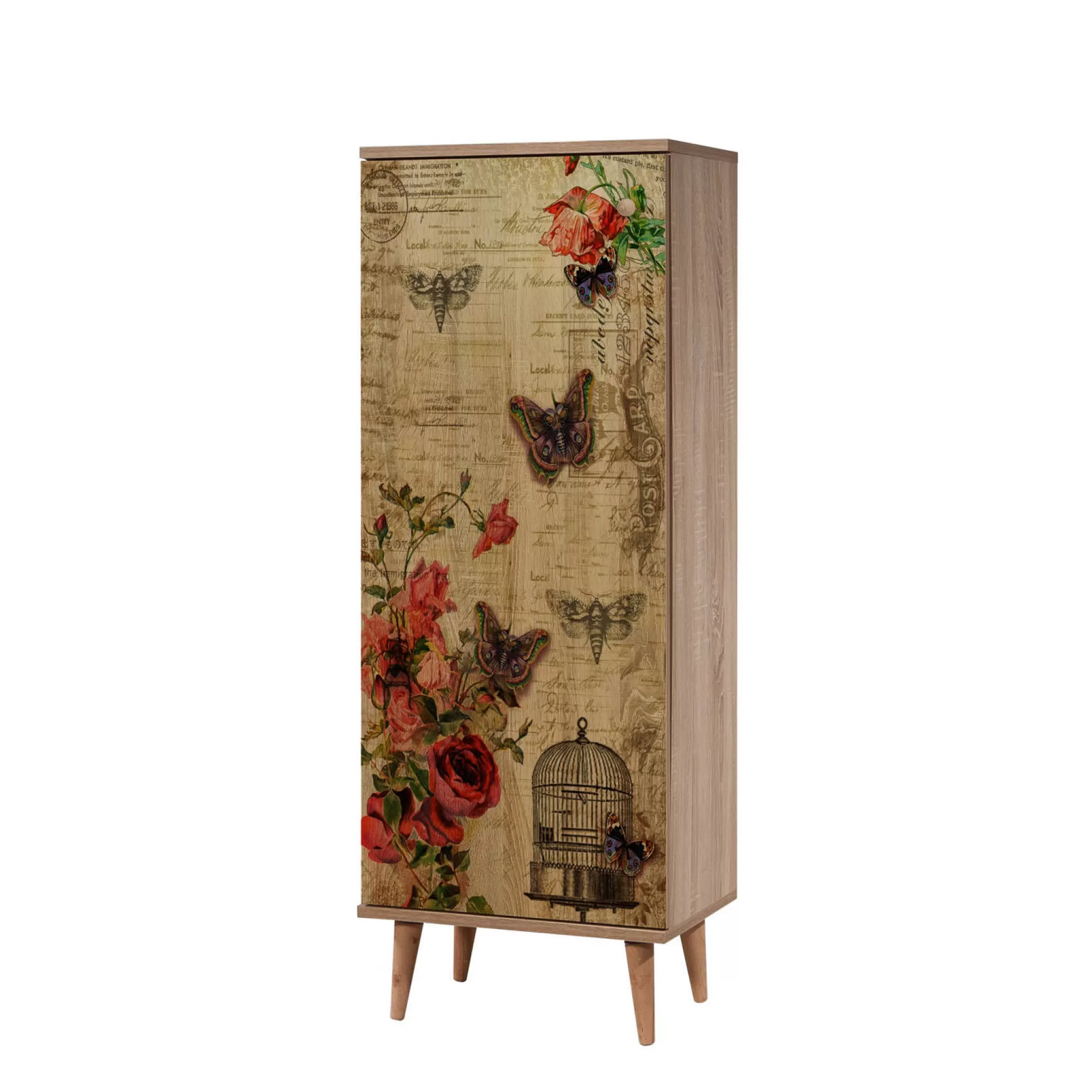 Dmora Scarpiere<Scarpiera Dacrydium, 50x38 h135 cm, Quercia e Multicolore