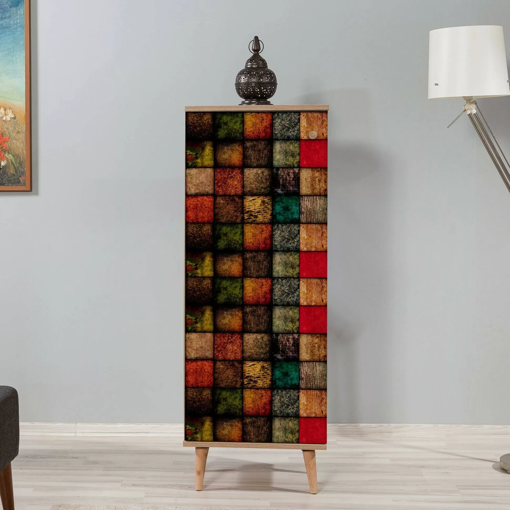 Dmora Scarpiere<Scarpiera Giadeite, 50x38h135 cm, Quercia e Multicolore