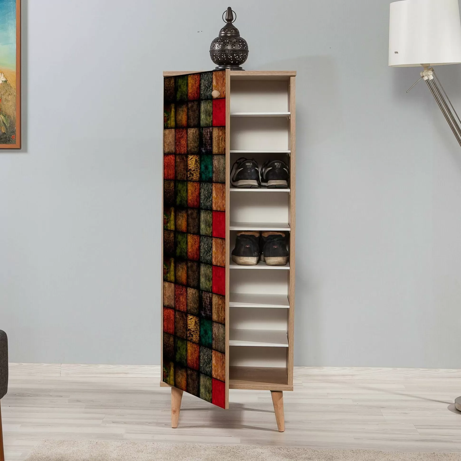 Dmora Scarpiere<Scarpiera Giadeite, 50x38h135 cm, Quercia e Multicolore