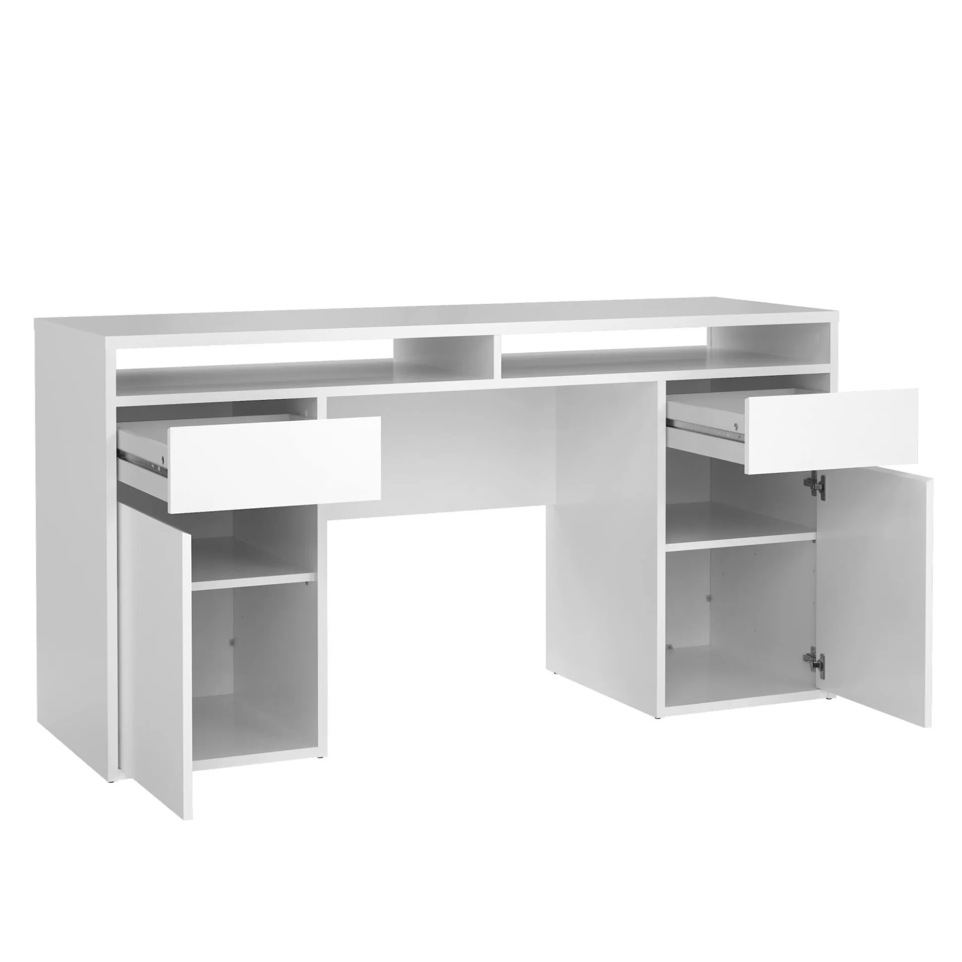 Dmora Scrivanie<Scrivania Dina, Scrittoio multiuso, Tavolo per ufficio porta PC, Piano di lavoro, 48x149 h77 cm, Bianco