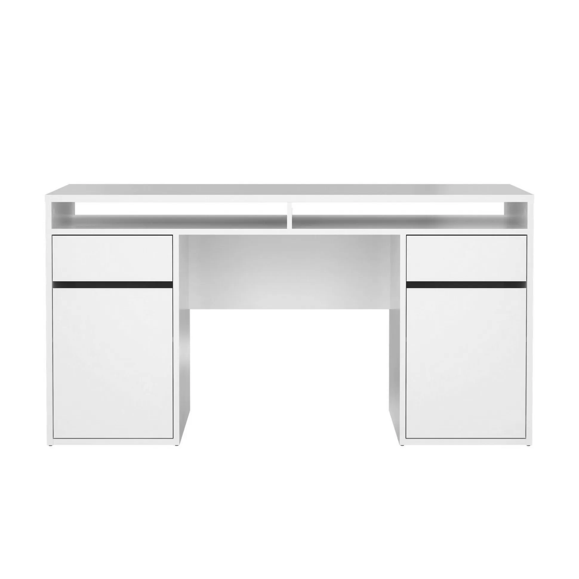 Dmora Scrivanie<Scrivania Dina, Scrittoio multiuso, Tavolo per ufficio porta PC, Piano di lavoro, 48x149 h77 cm, Bianco