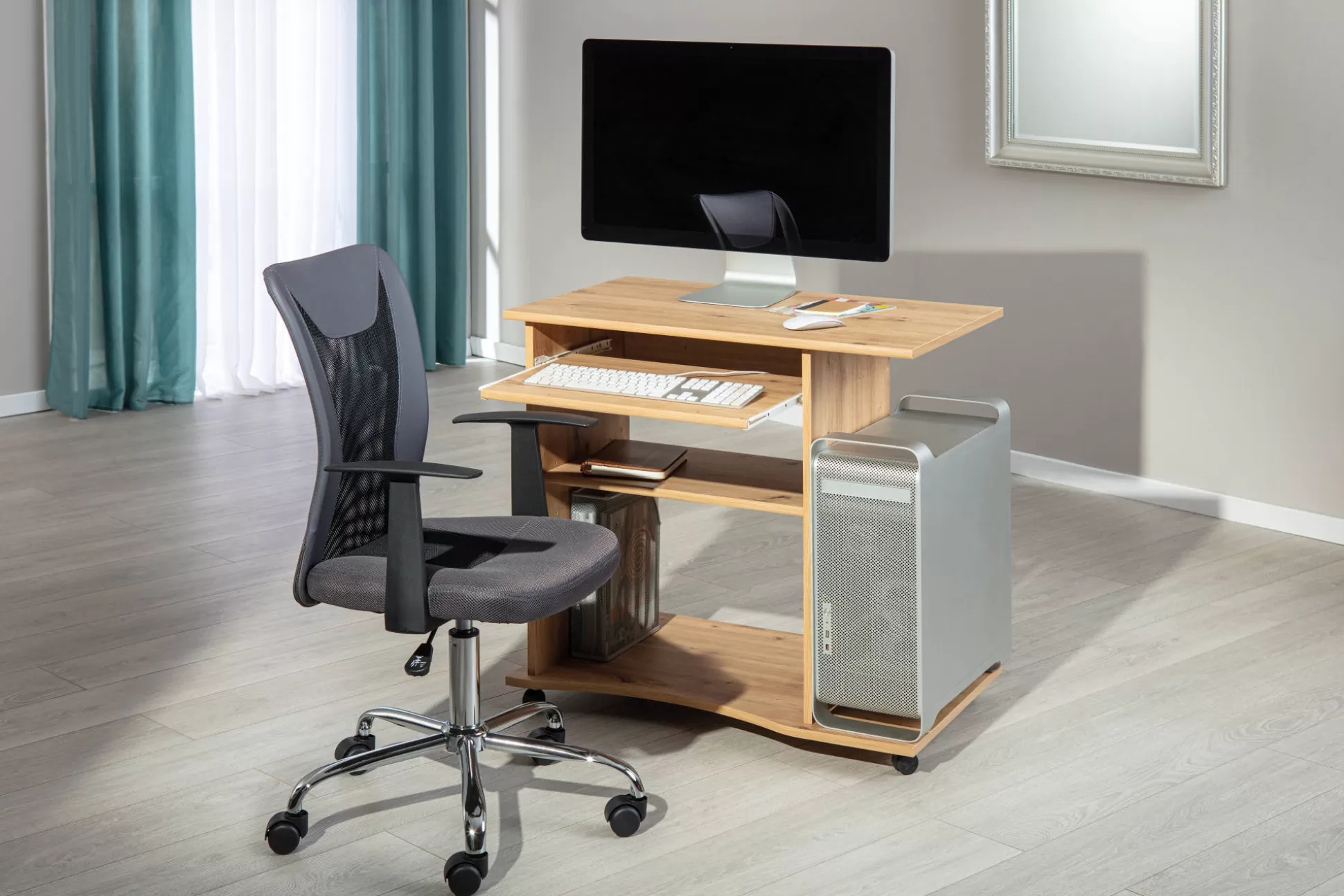 Dmora Scrivanie<Scrivania Nordenham, Scrittoio multiuso, Tavolo per ufficio porta PC, Piano di lavoro, 80x50 h75 cm,