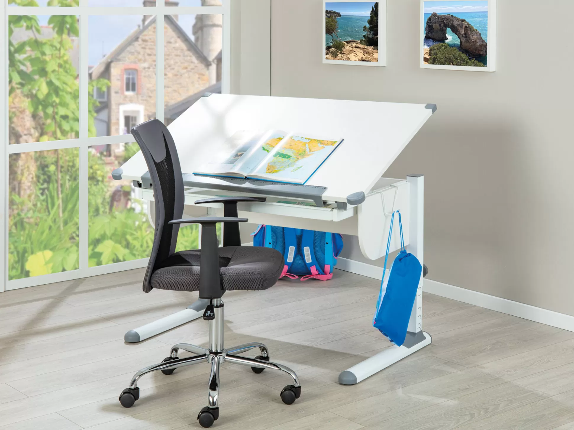 Dmora Scrivanie<Scrivania Unna, Scrittoio multiuso, Tavolo per ufficio porta PC, Piano di lavoro, 110x55 h68 cm,
