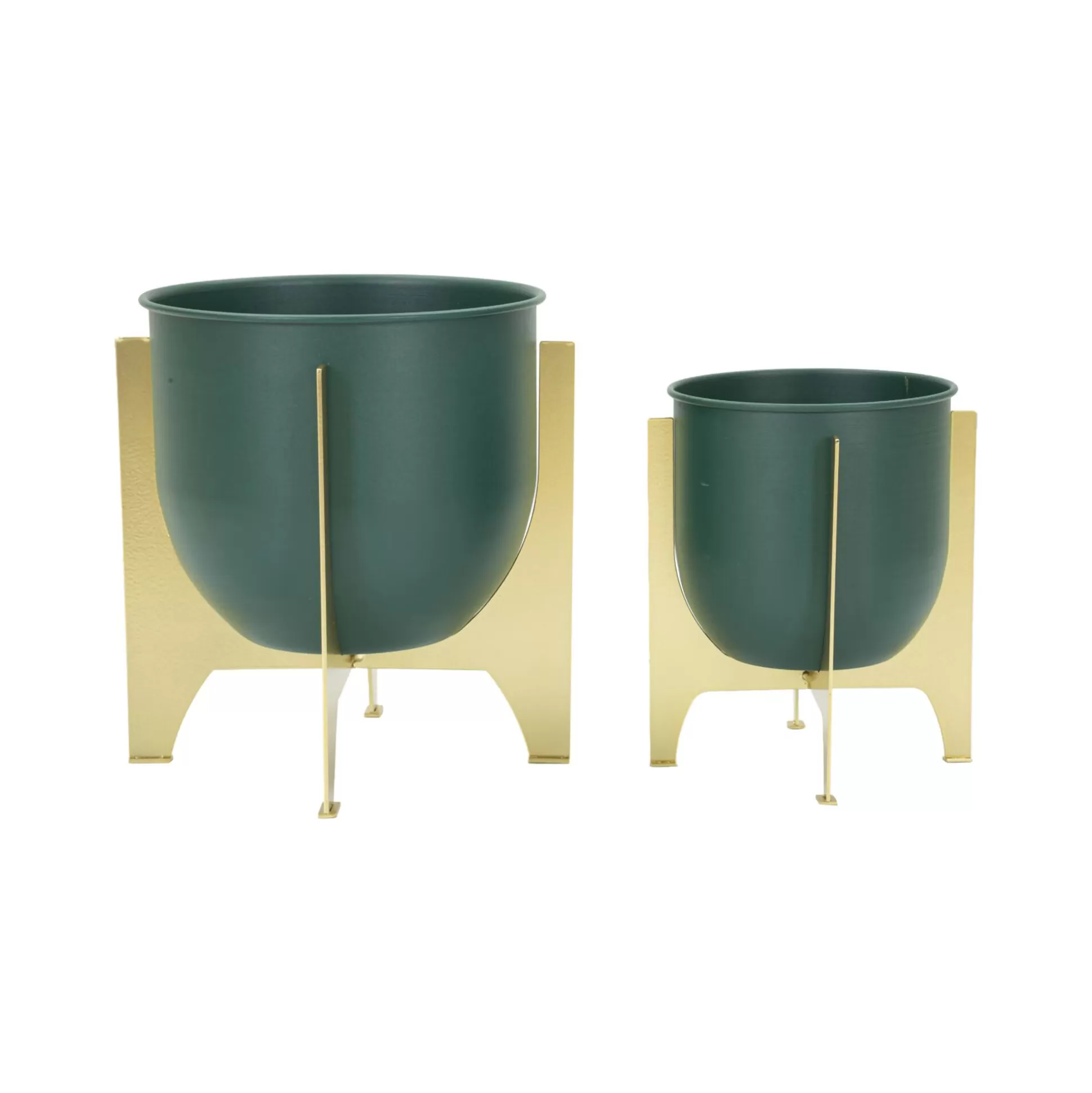 Dmora Oggettistica<Set di 2 portavasi Barbena, 25x25 h26 cm, Verde e Oro