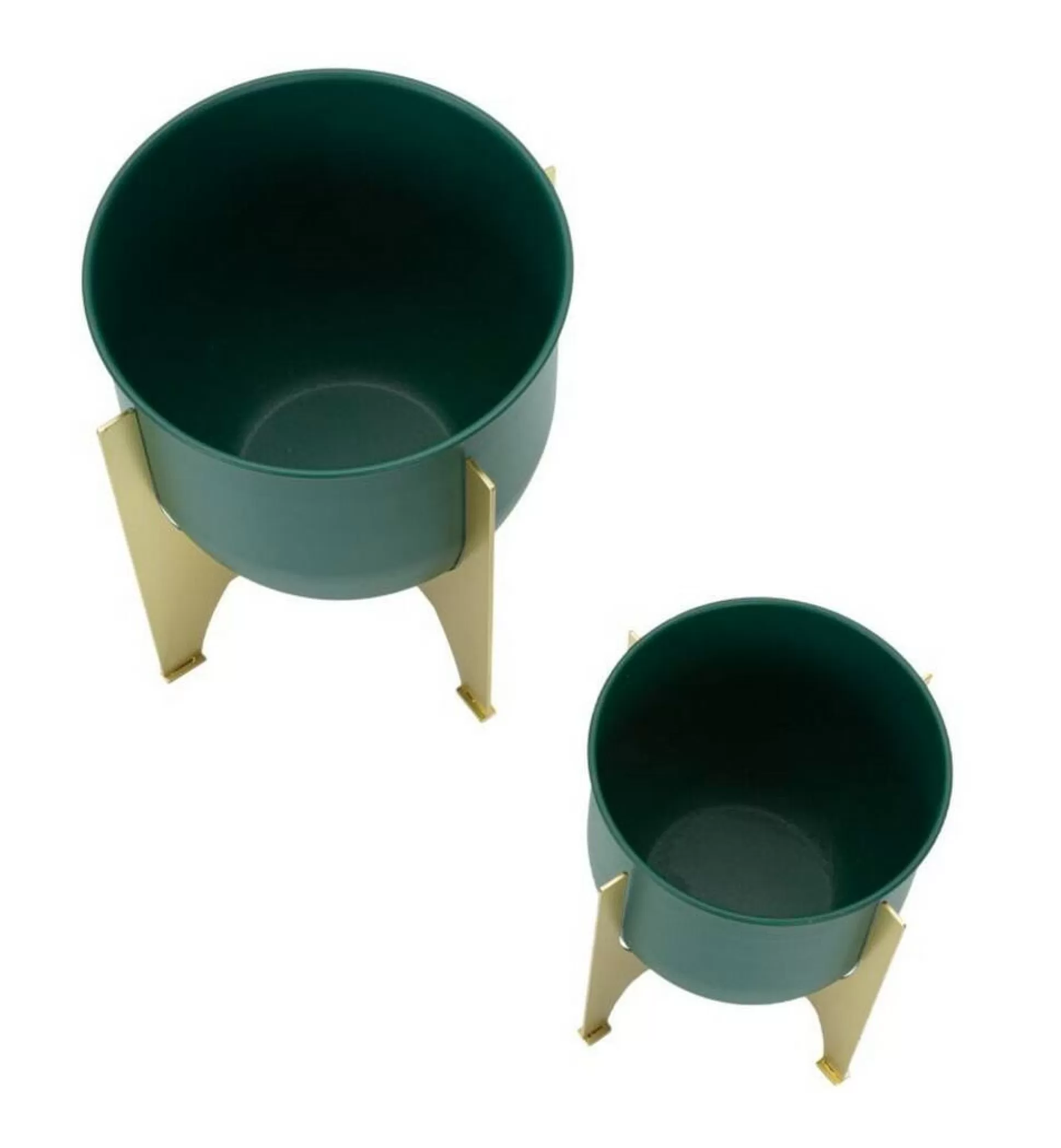 Dmora Oggettistica<Set di 2 portavasi Barbena, 25x25 h26 cm, Verde e Oro