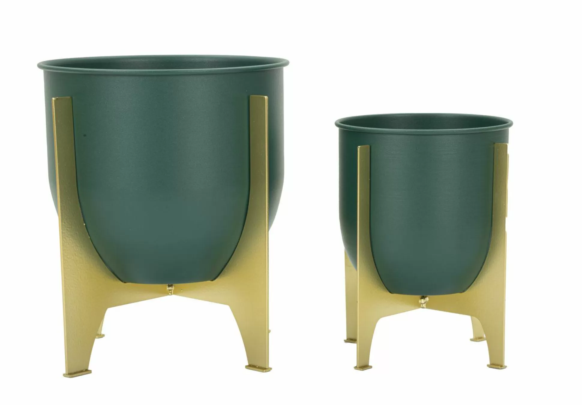 Dmora Oggettistica<Set di 2 portavasi Barbena, 25x25 h26 cm, Verde e Oro