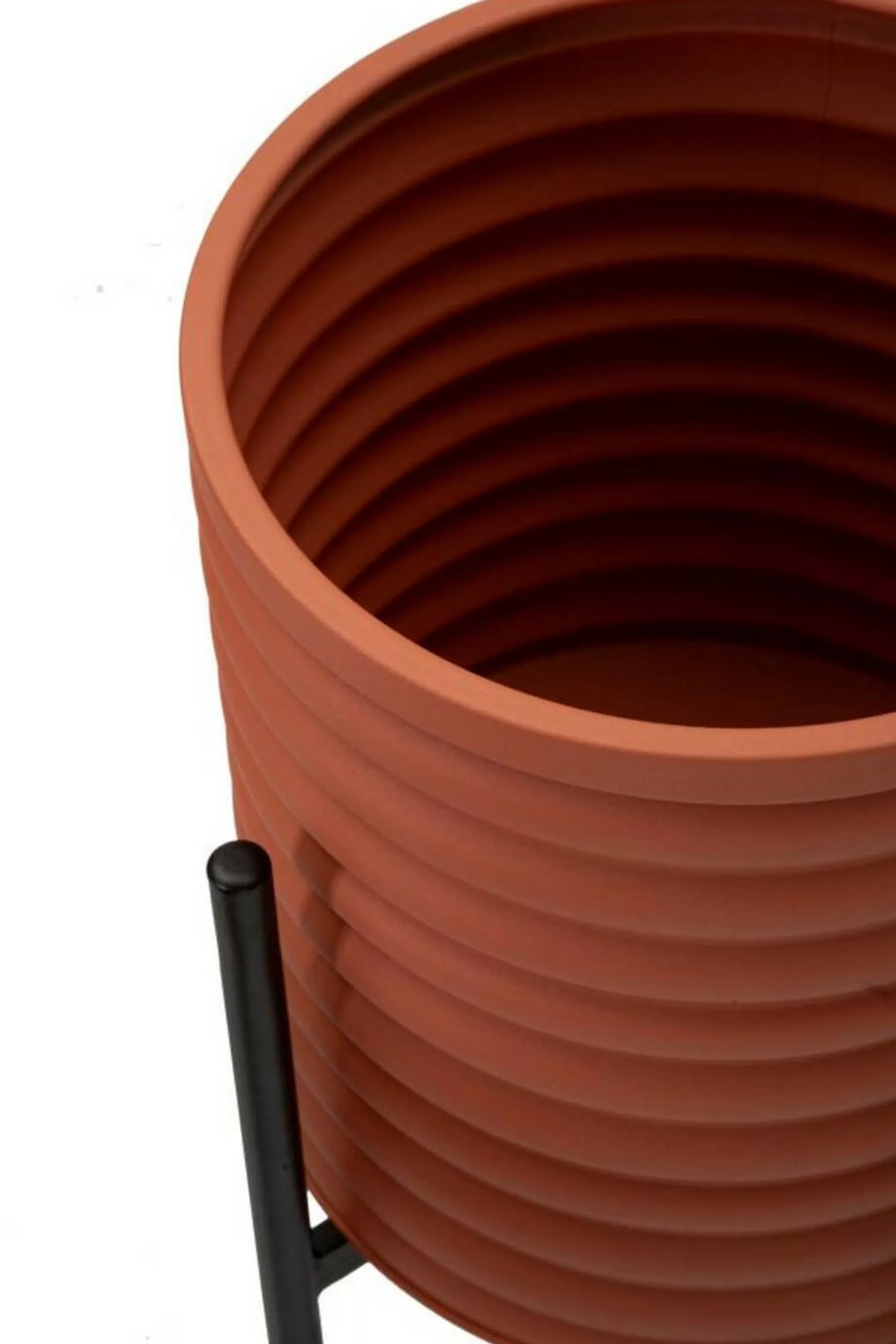 Dmora Oggettistica<Set di 3 portavasi Cisterna, 36x36 h57 cm, Terracotta e Nero