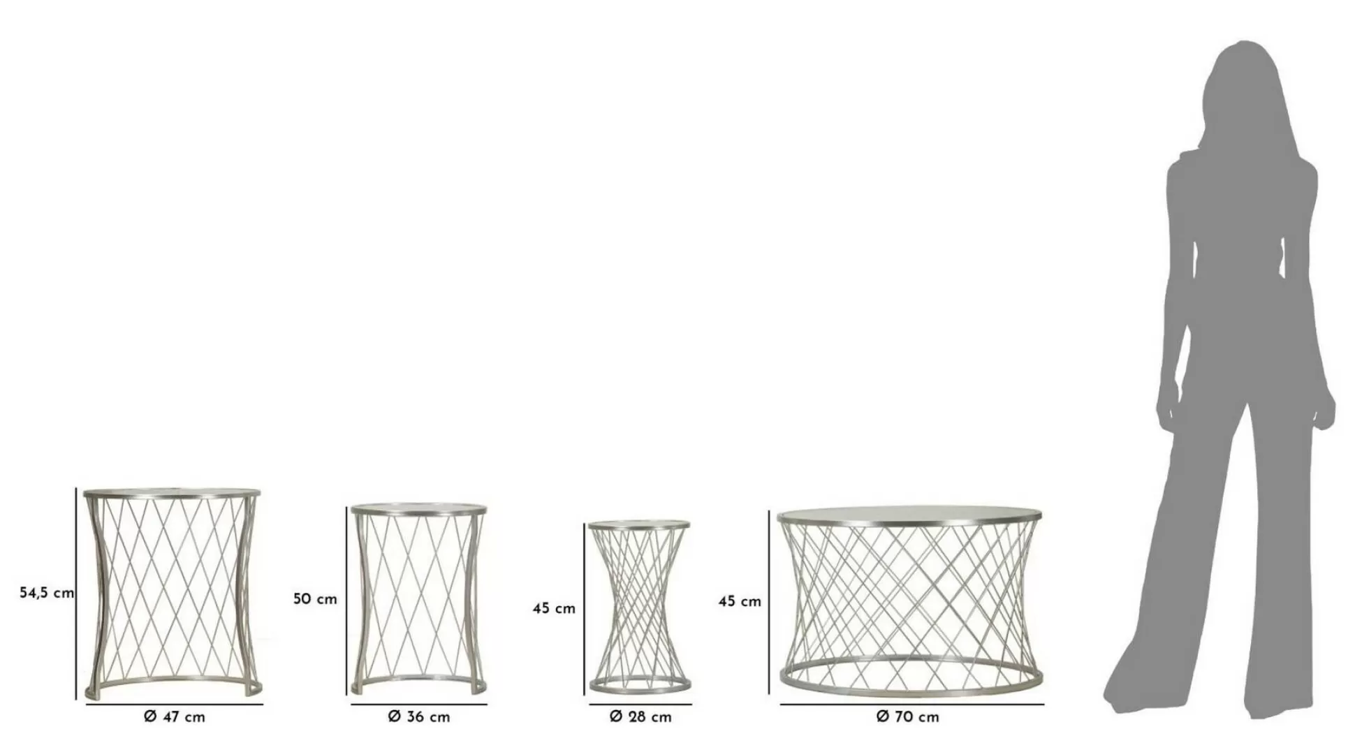 Dmora Tavolini Da Salotto<Set di 4 tavolini da salotto Cabiaglio, 70x70 h55 cm,