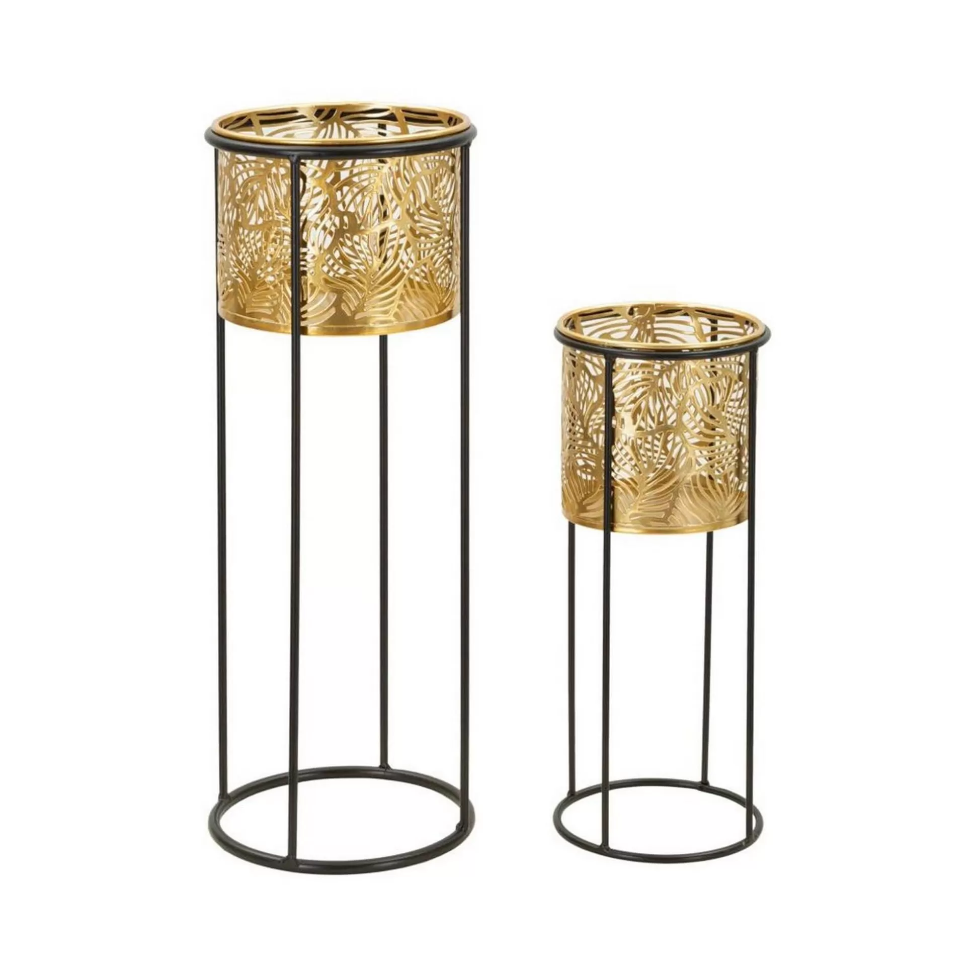 Dmora Oggettistica<Set di 2 vasi Dore, 17x17 h45 cm, Nero e Oro