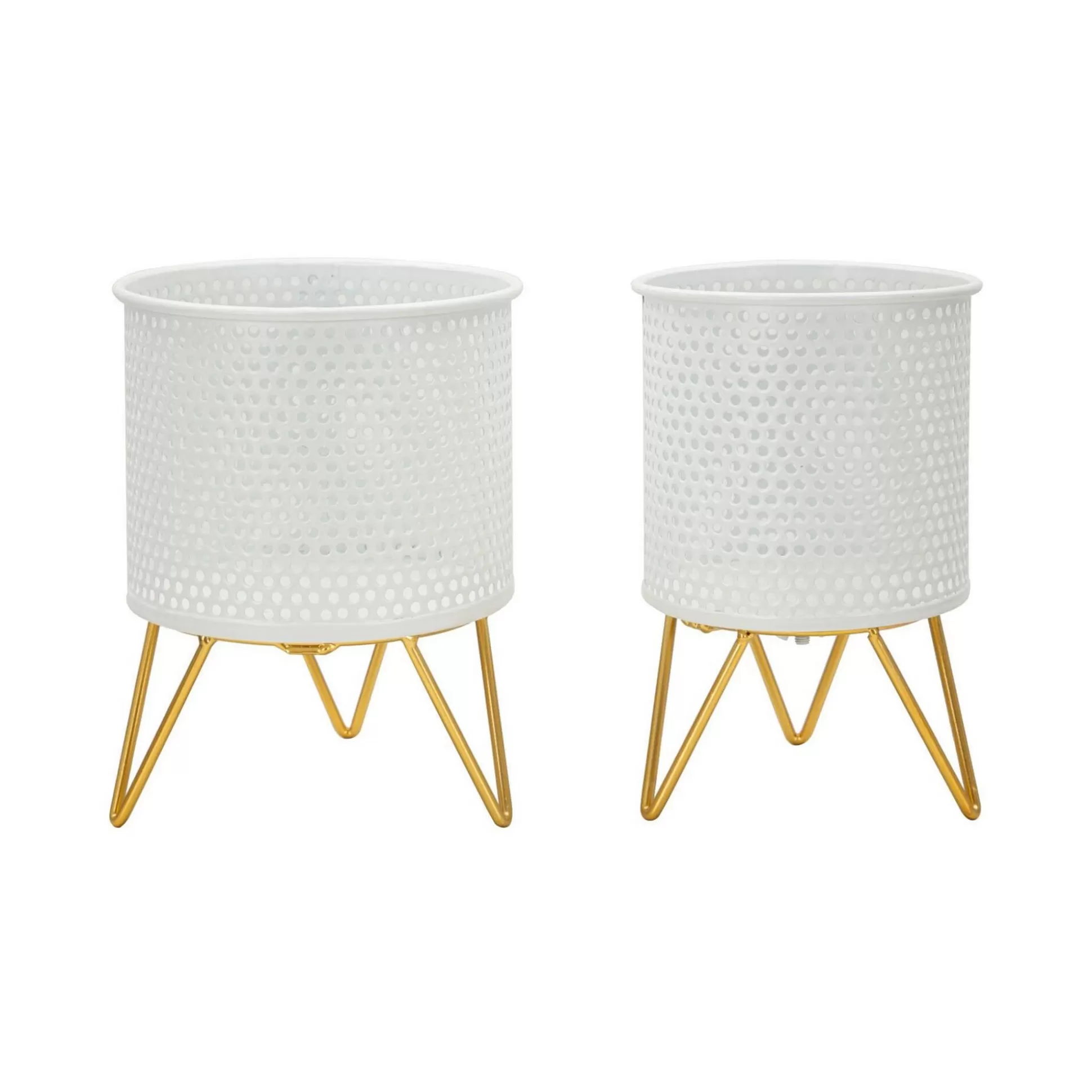 Dmora Oggettistica<Set di 2 vasi Vif, 16x16 h20 cm, Bianco e Oro