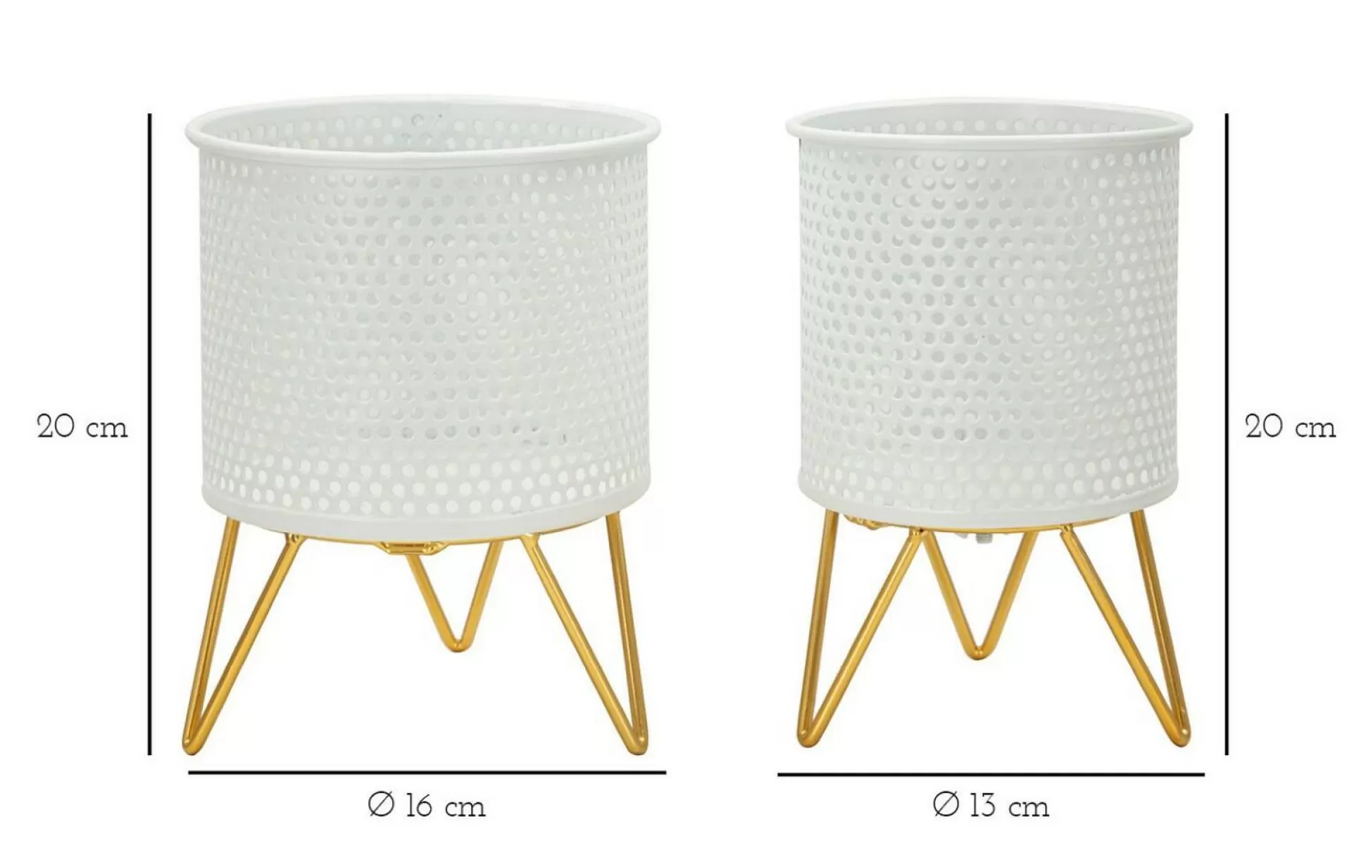 Dmora Oggettistica<Set di 2 vasi Vif, 16x16 h20 cm, Bianco e Oro
